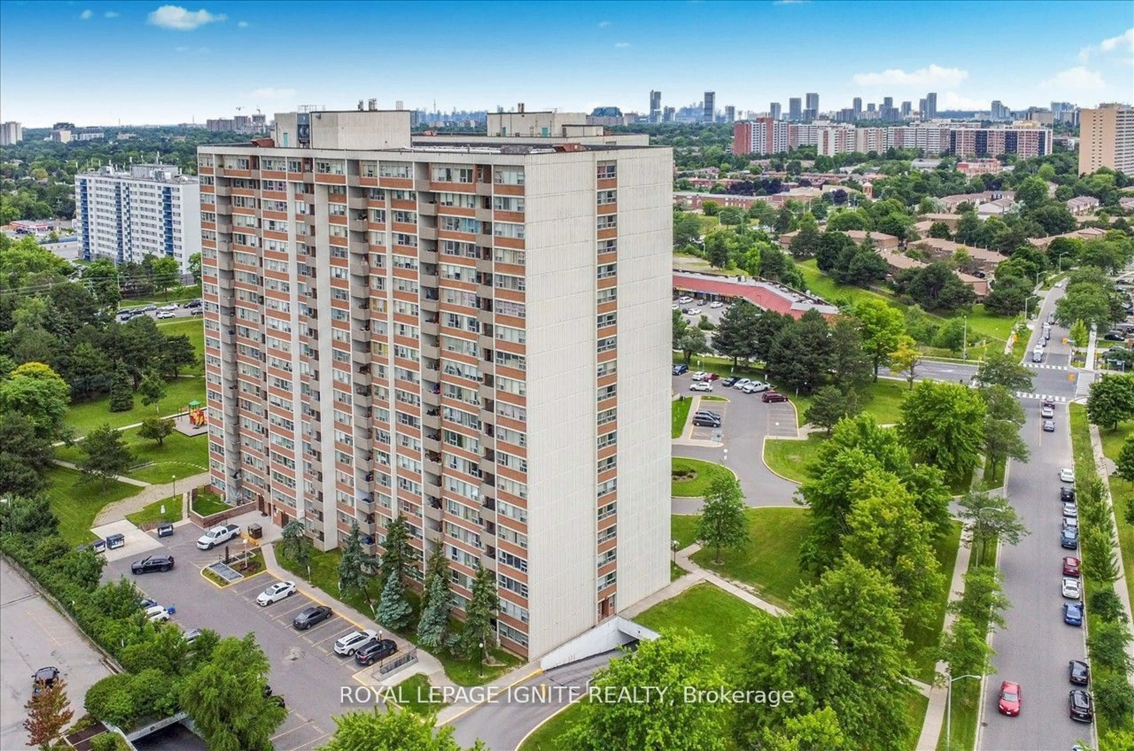 A pic from outside/outdoor area/front of a property/back of a property/a pic from drone, city buildings view from balcony for 25 Silver Springs Blvd #709, Toronto Ontario M1V 1M9