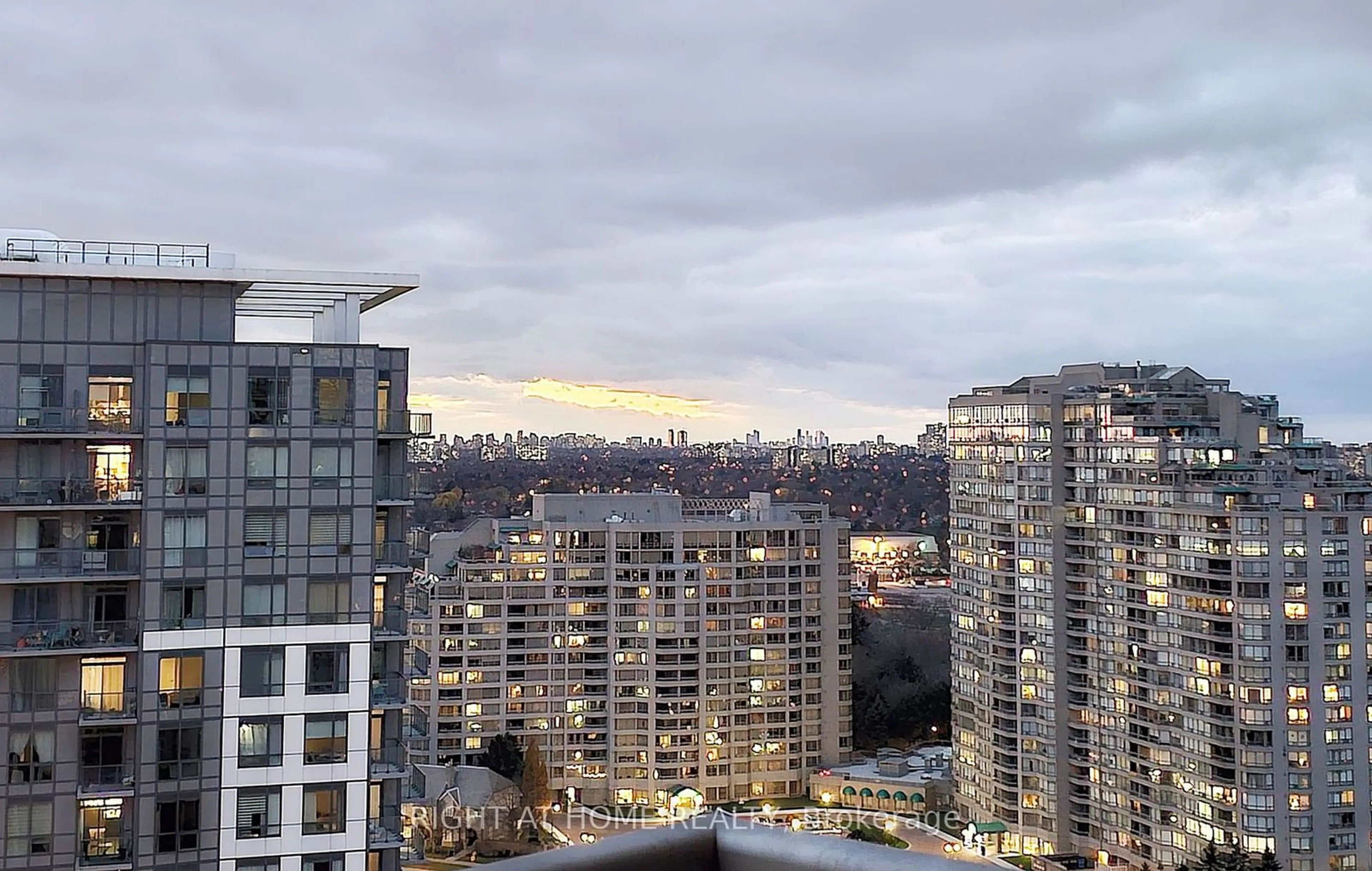 Balcony in the apartment, city buildings view from balcony for 238 Bonis Ave #2619, Toronto Ontario M1T 3W7