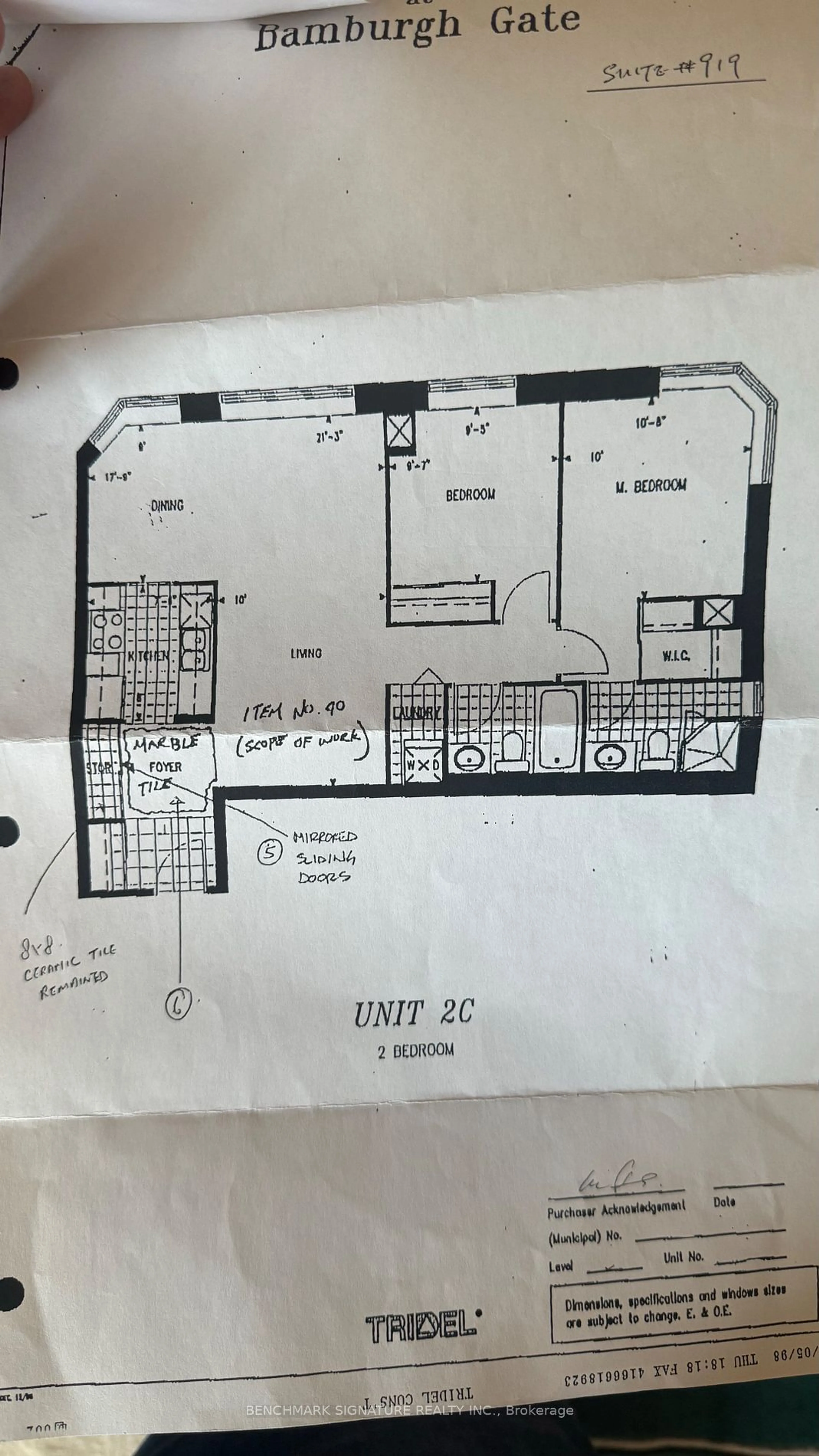 Floor plan for 1883 Mcnicoll Ave #919, Toronto Ontario M1V 5M3