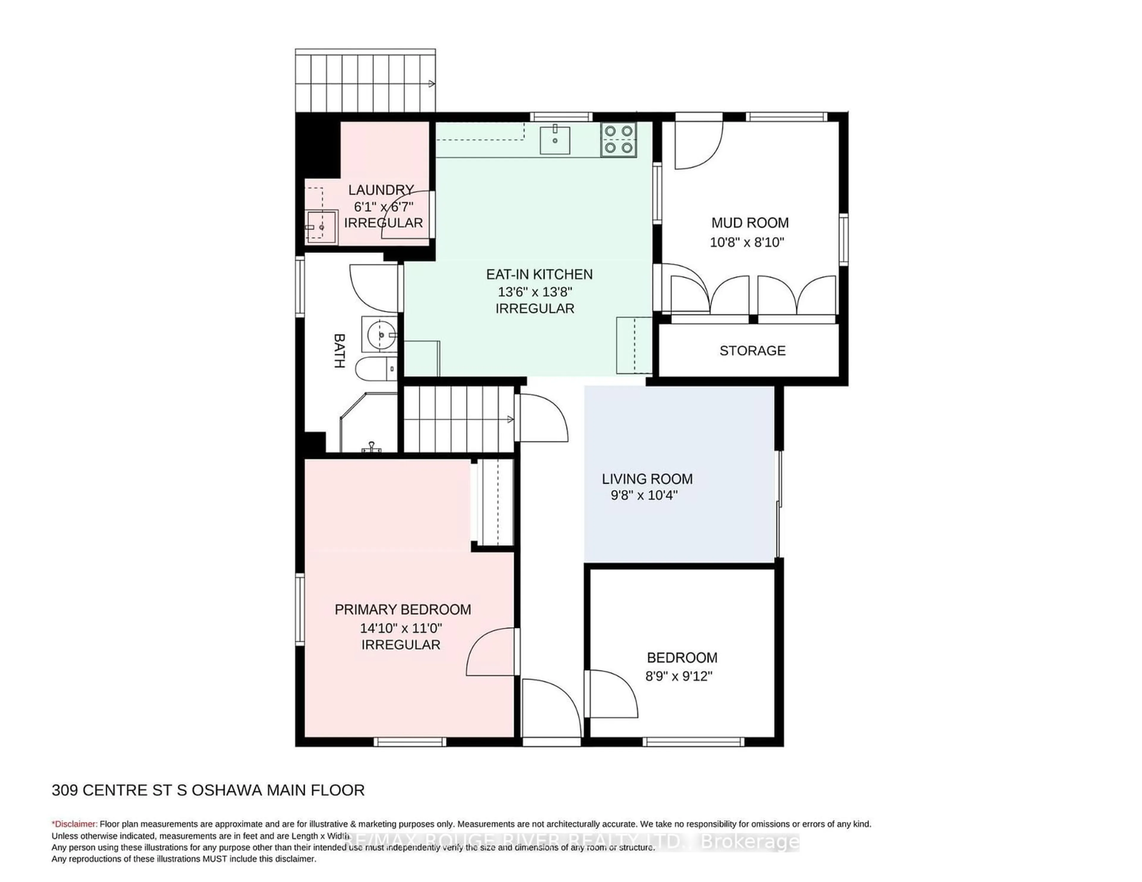 Floor plan for 309 Centre St, Oshawa Ontario L1H 4B3