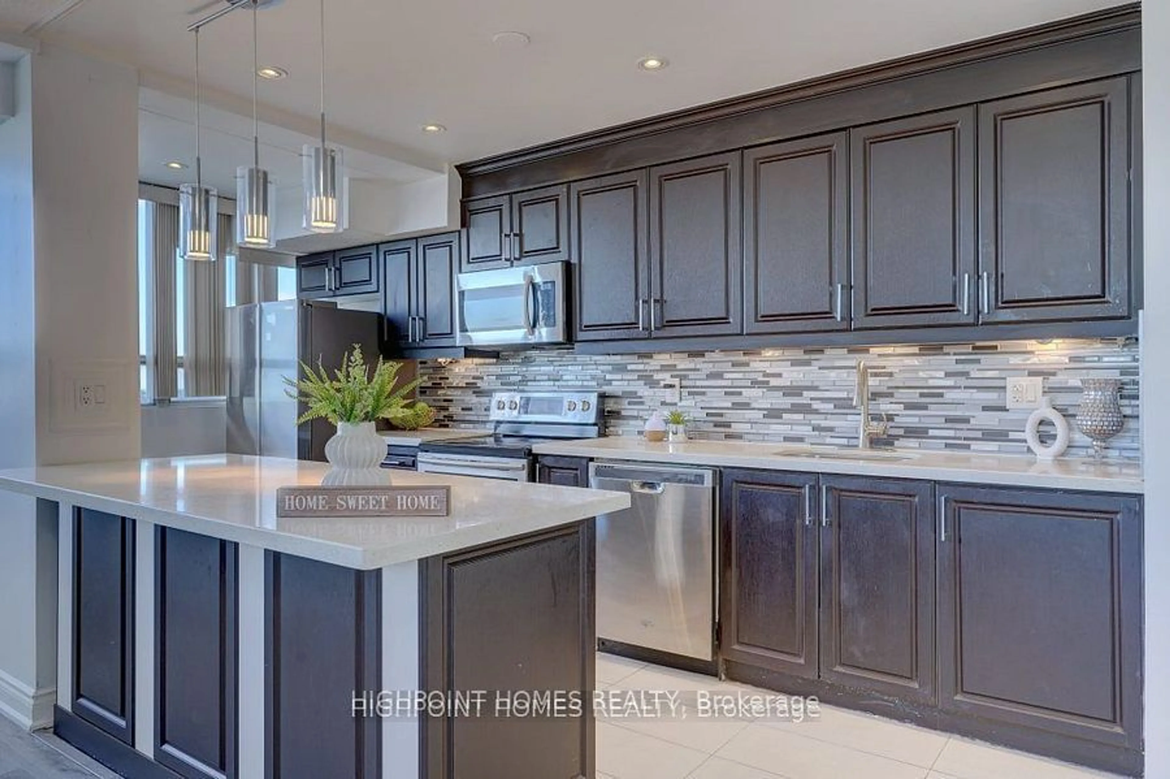 Contemporary kitchen, ceramic/tile floor for 5580 Sheppard Ave #Ph 1, Toronto Ontario M1B 2L3