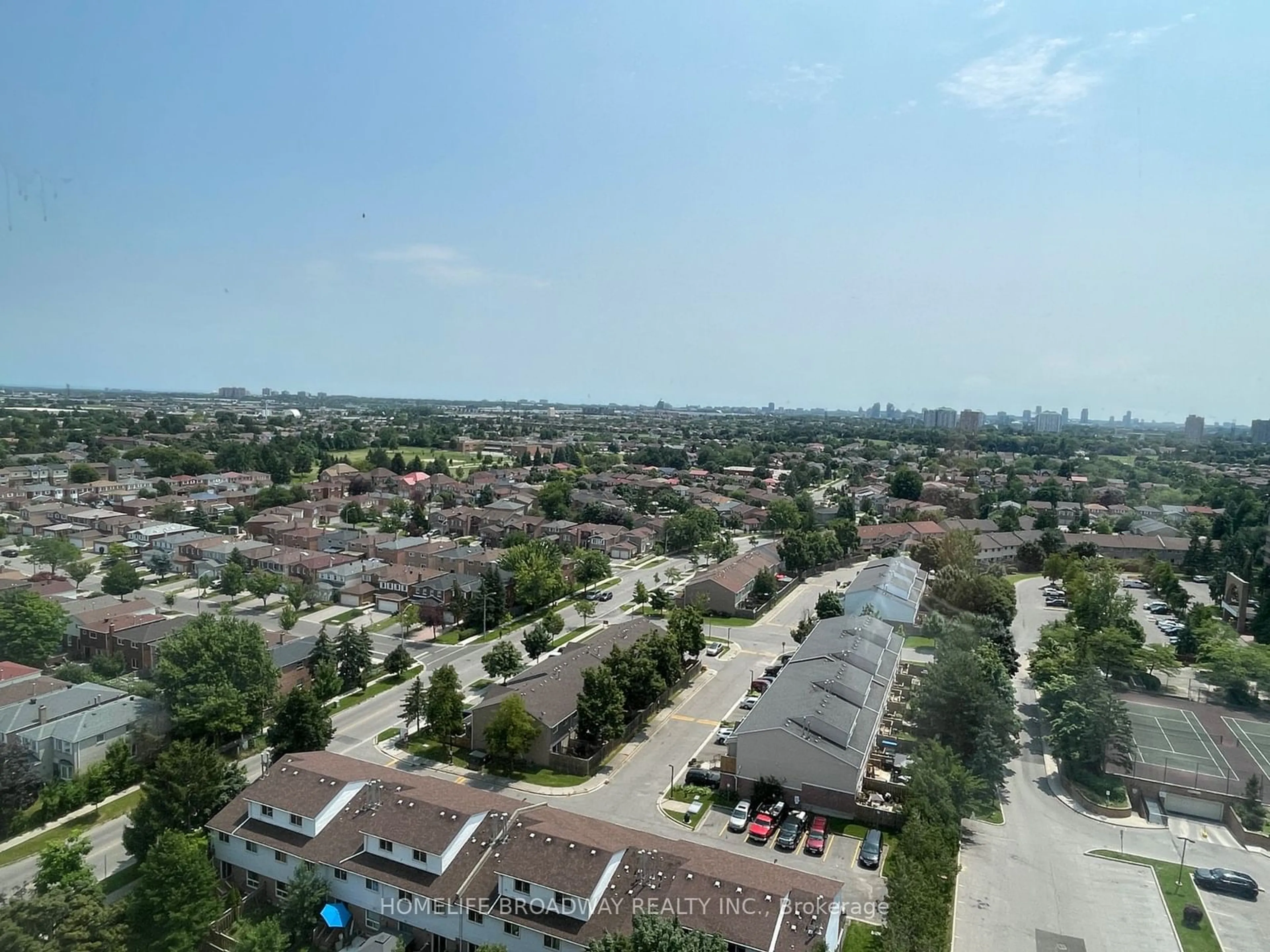 A pic from outside/outdoor area/front of a property/back of a property/a pic from drone, city buildings view from balcony for 150 Alton Towers Circ #1714, Toronto Ontario M1V 4X7