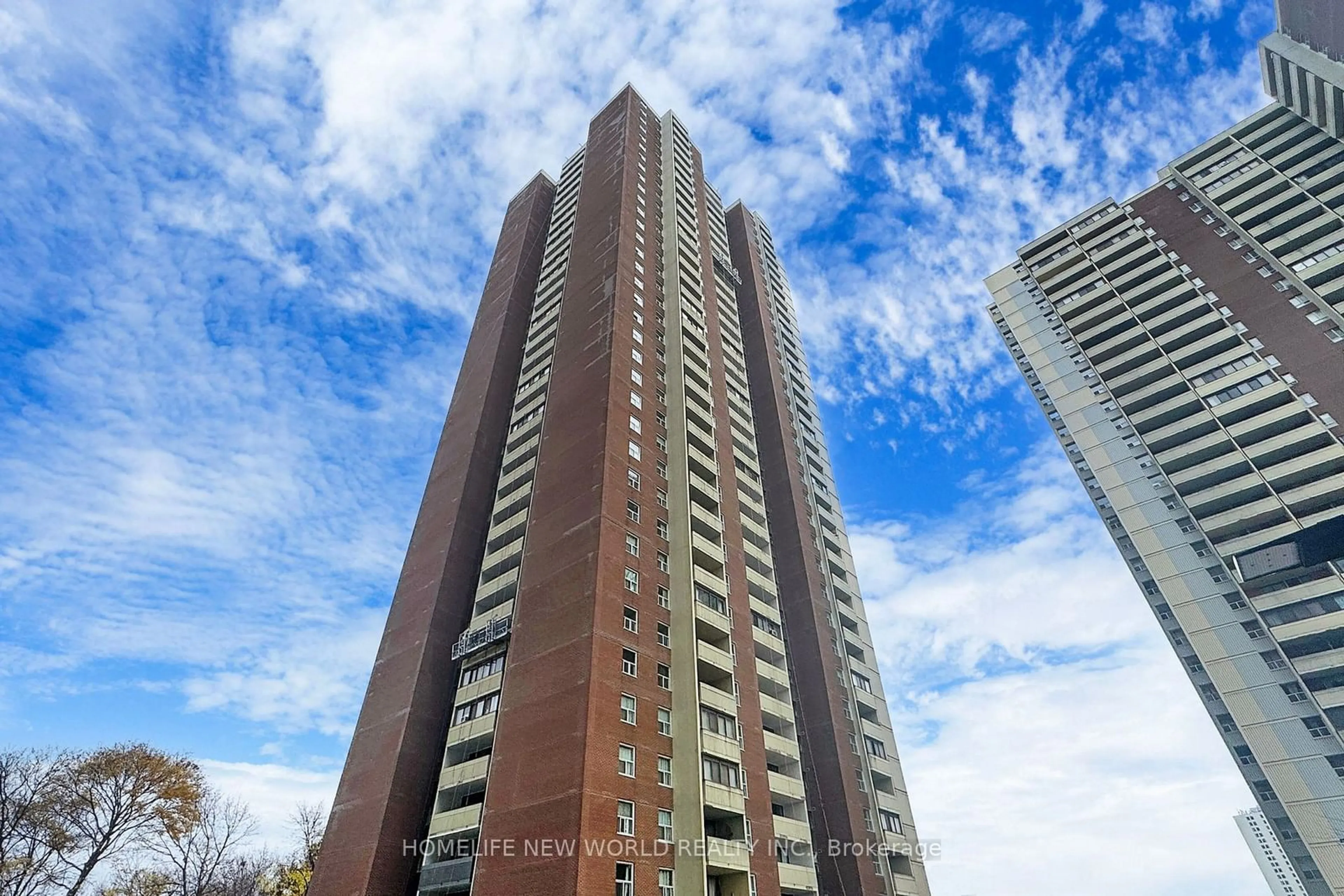 A pic from outside/outdoor area/front of a property/back of a property/a pic from drone, city buildings view from balcony for 3 Massey Sq #3604, Toronto Ontario M4C 5L5