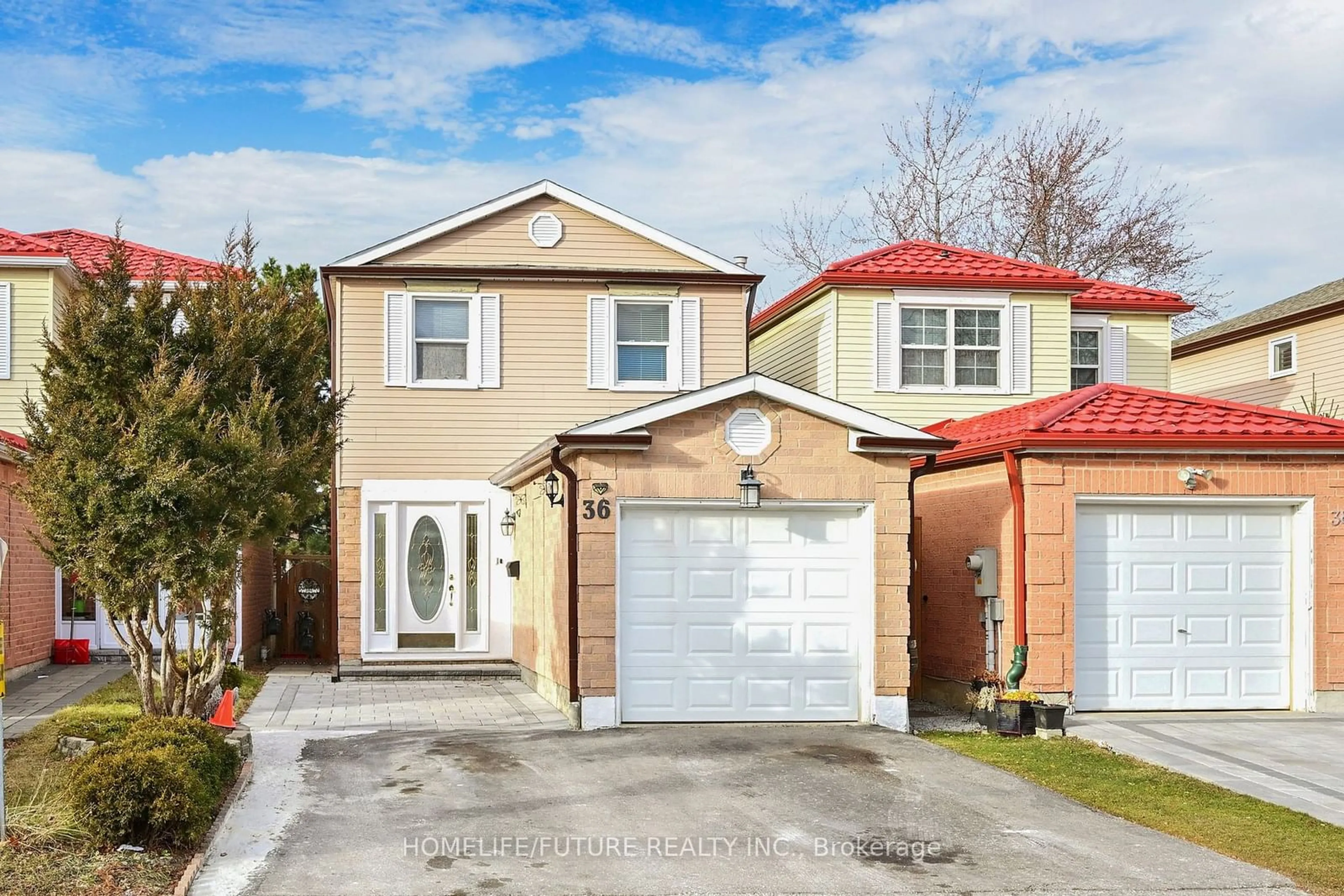 Home with brick exterior material, street for 36 Prosperity Ptwy, Toronto Ontario M1B 4H2