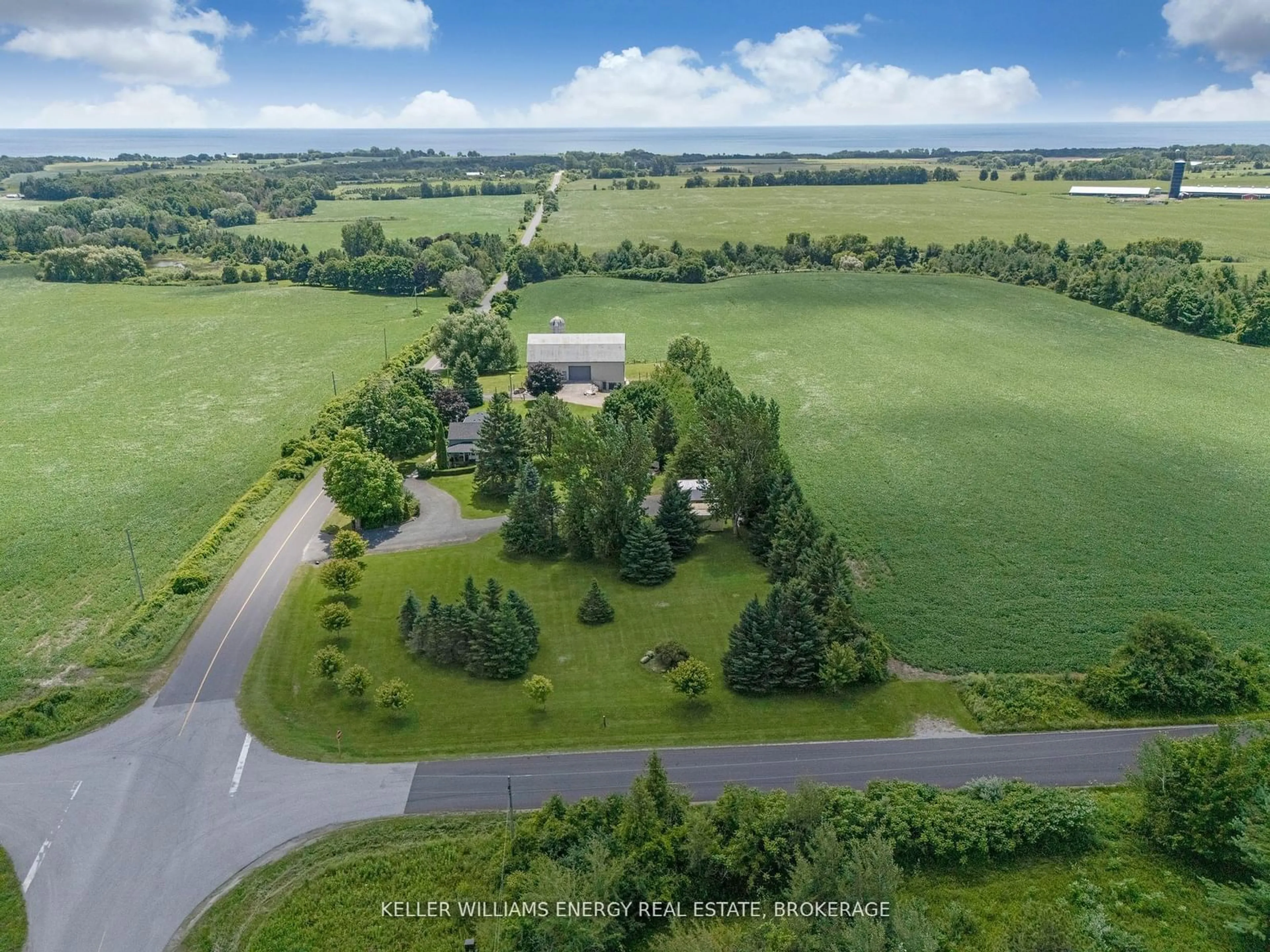 A pic from outside/outdoor area/front of a property/back of a property/a pic from drone, water/lake/river/ocean view for 978 Newtonville Rd, Clarington Ontario L1B 0G4