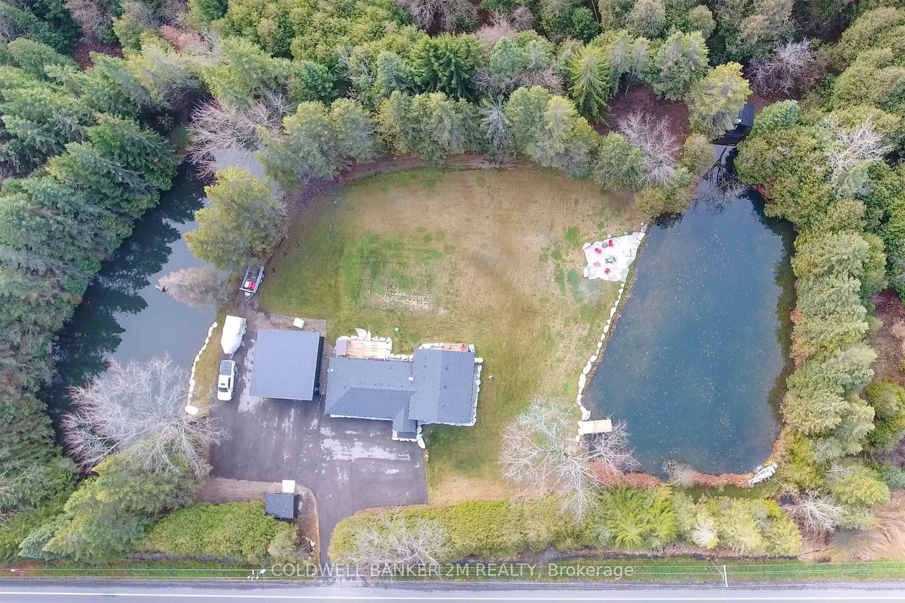 A pic from outside/outdoor area/front of a property/back of a property/a pic from drone, water/lake/river/ocean view for 5446 Newtonville Rd, Clarington Ontario L0A 1J0