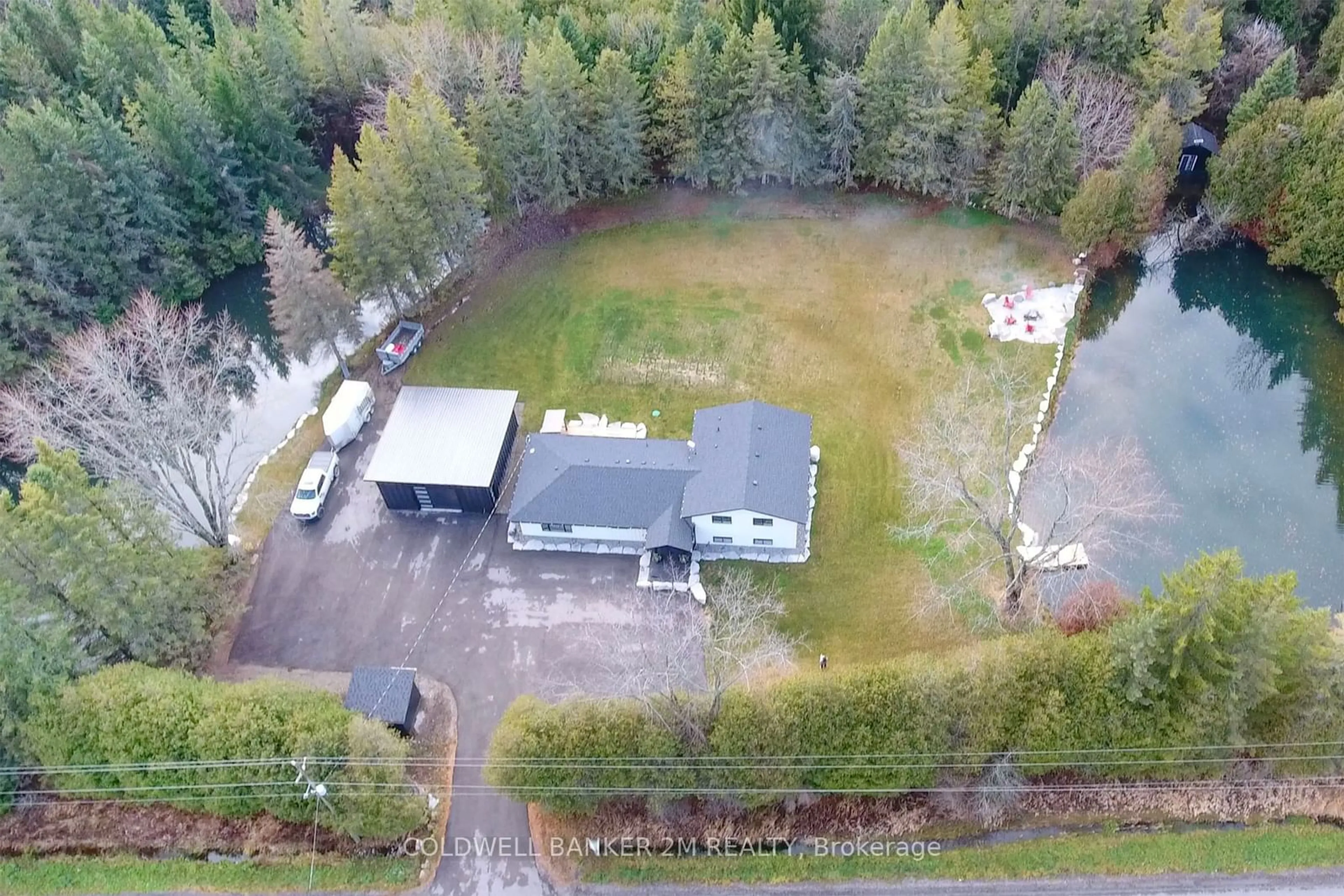 A pic from outside/outdoor area/front of a property/back of a property/a pic from drone, unknown for 5446 Newtonville Rd, Clarington Ontario L0A 1J0