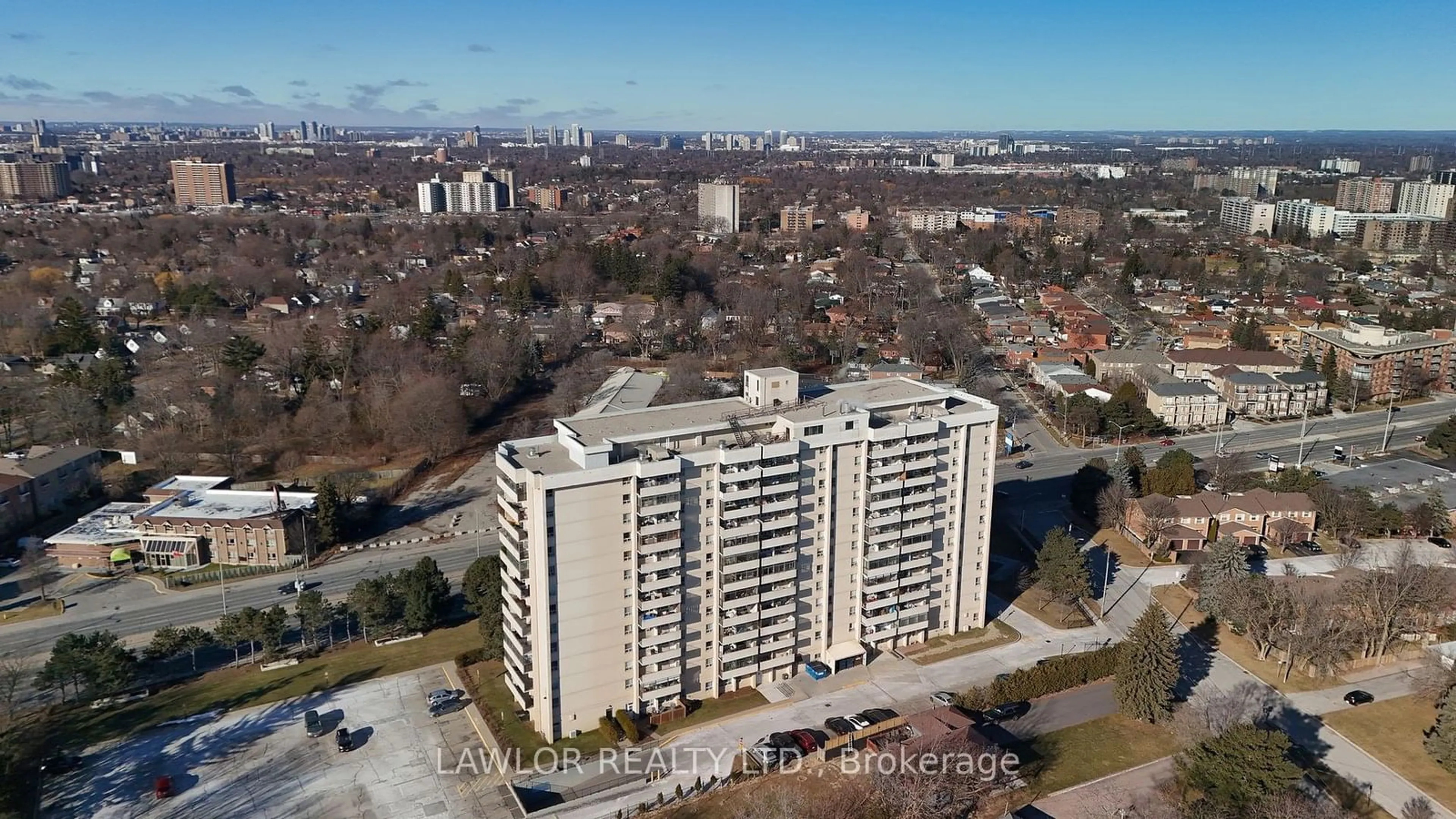 A pic from outside/outdoor area/front of a property/back of a property/a pic from drone, city buildings view from balcony for 3311 Kingston Rd #410, Toronto Ontario M1M 1R1