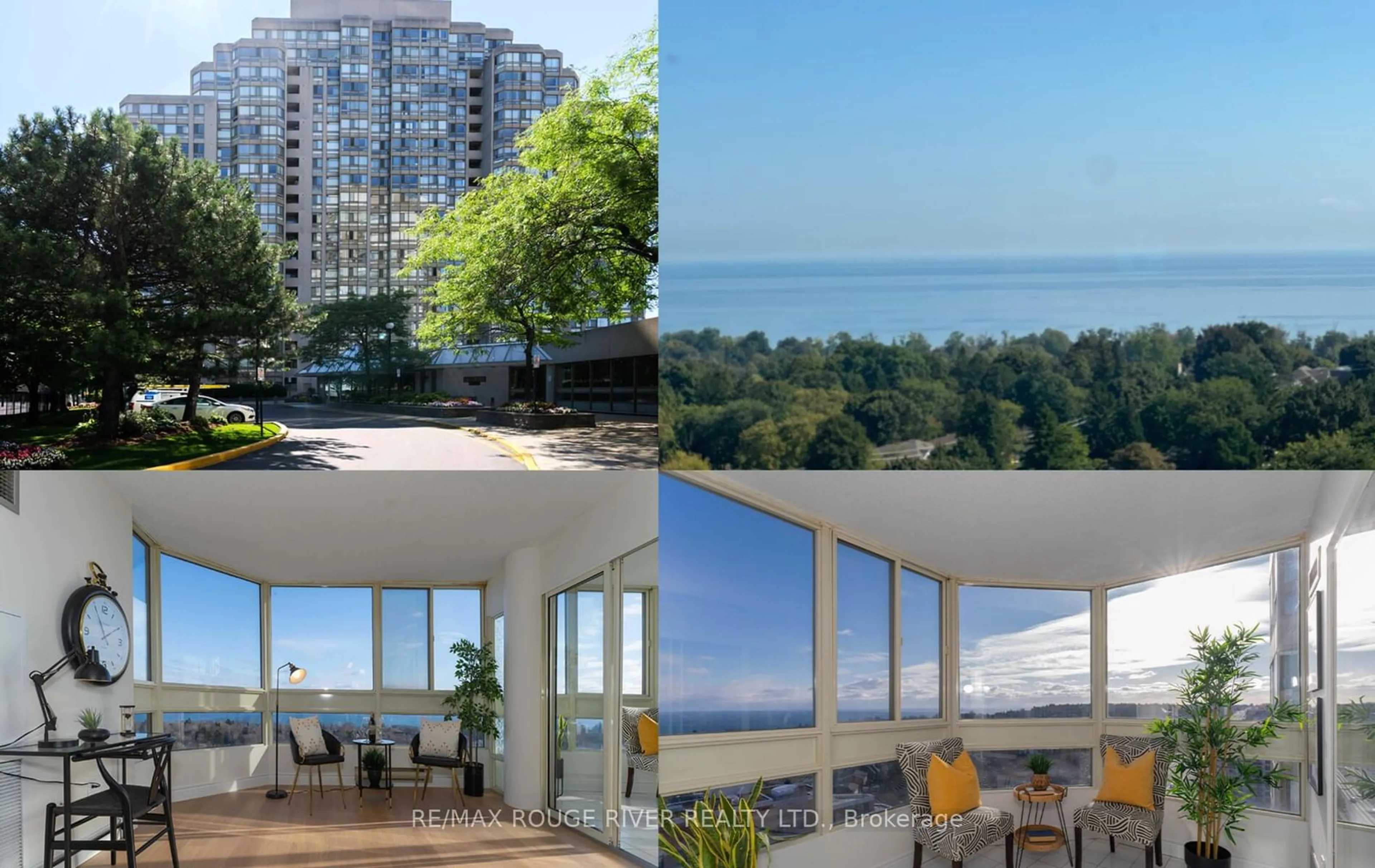 A pic from outside/outdoor area/front of a property/back of a property/a pic from drone, water/lake/river/ocean view for 3233 Eglinton Ave #1606, Toronto Ontario M1J 3N6