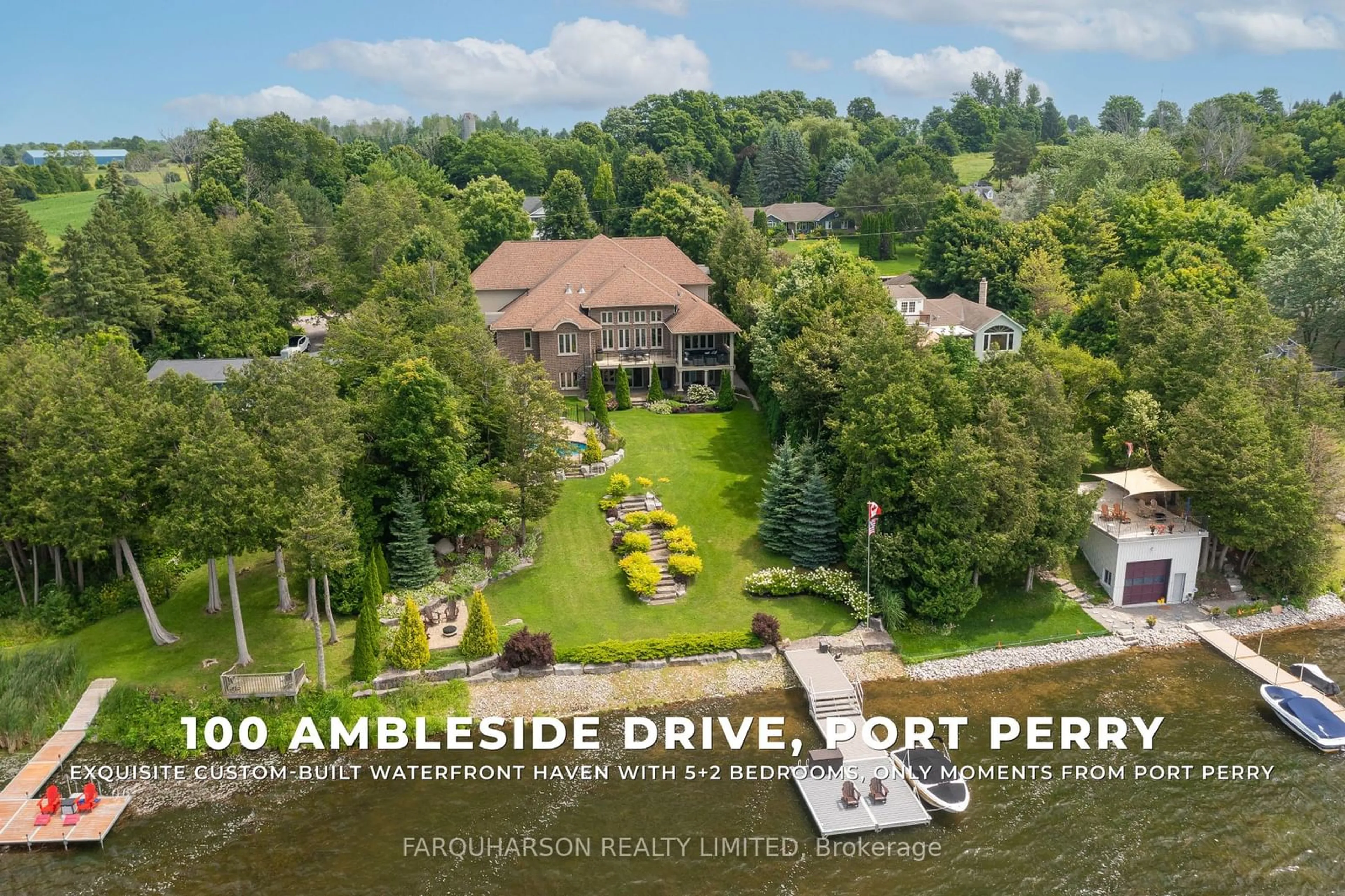 A pic from outside/outdoor area/front of a property/back of a property/a pic from drone, water/lake/river/ocean view for 100 Ambleside Dr, Scugog Ontario L9L 1B4