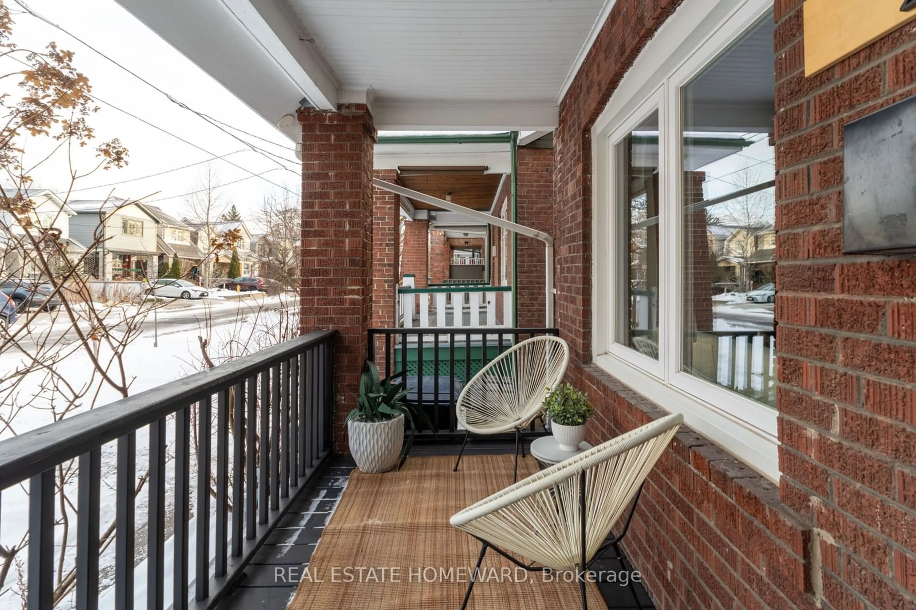 Balcony in the apartment, street for 235 Springdale Blvd, Toronto Ontario M4C 1Z8