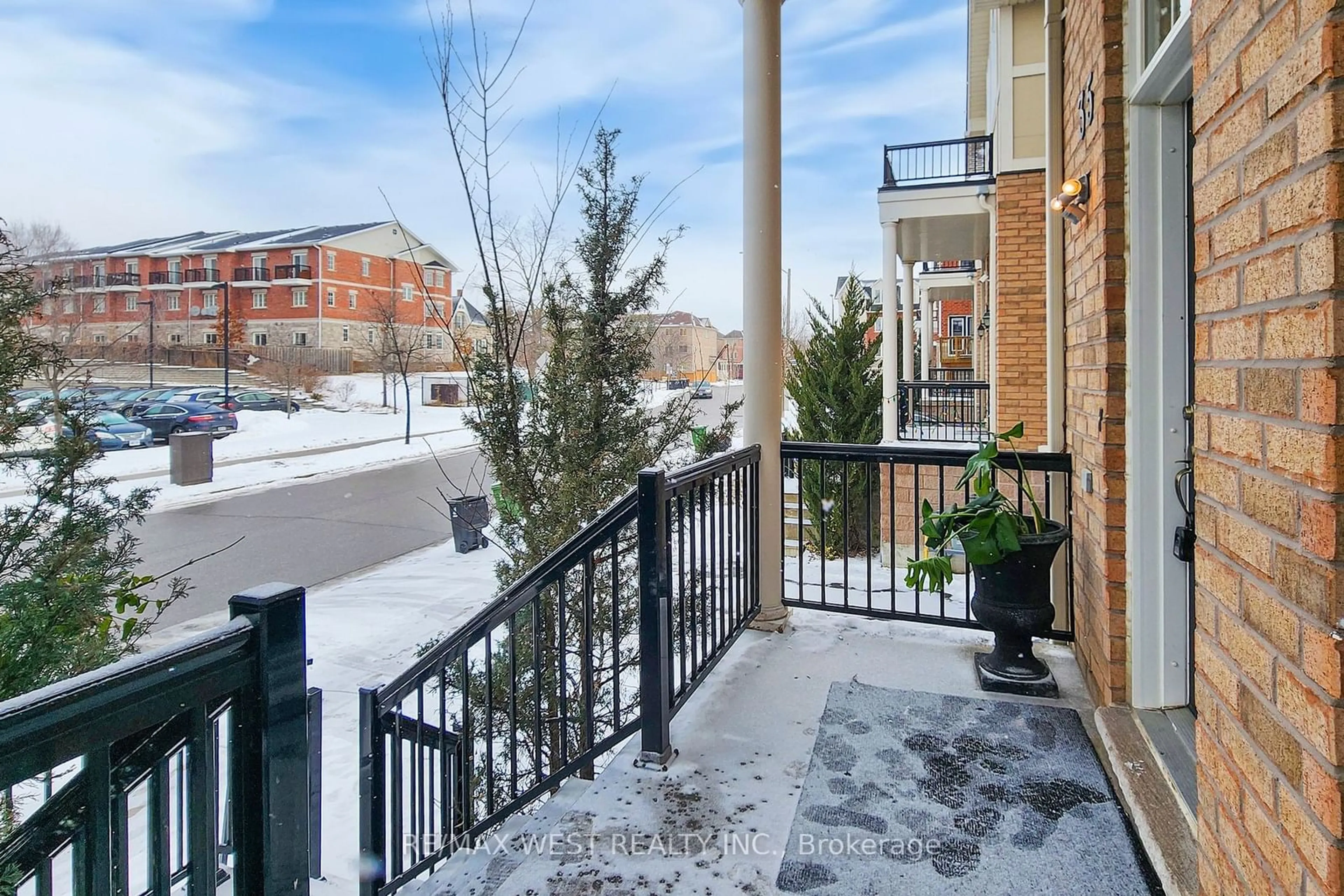 Balcony in the apartment, city buildings view from balcony for 35 Bell Estate Rd, Toronto Ontario M1L 0E2