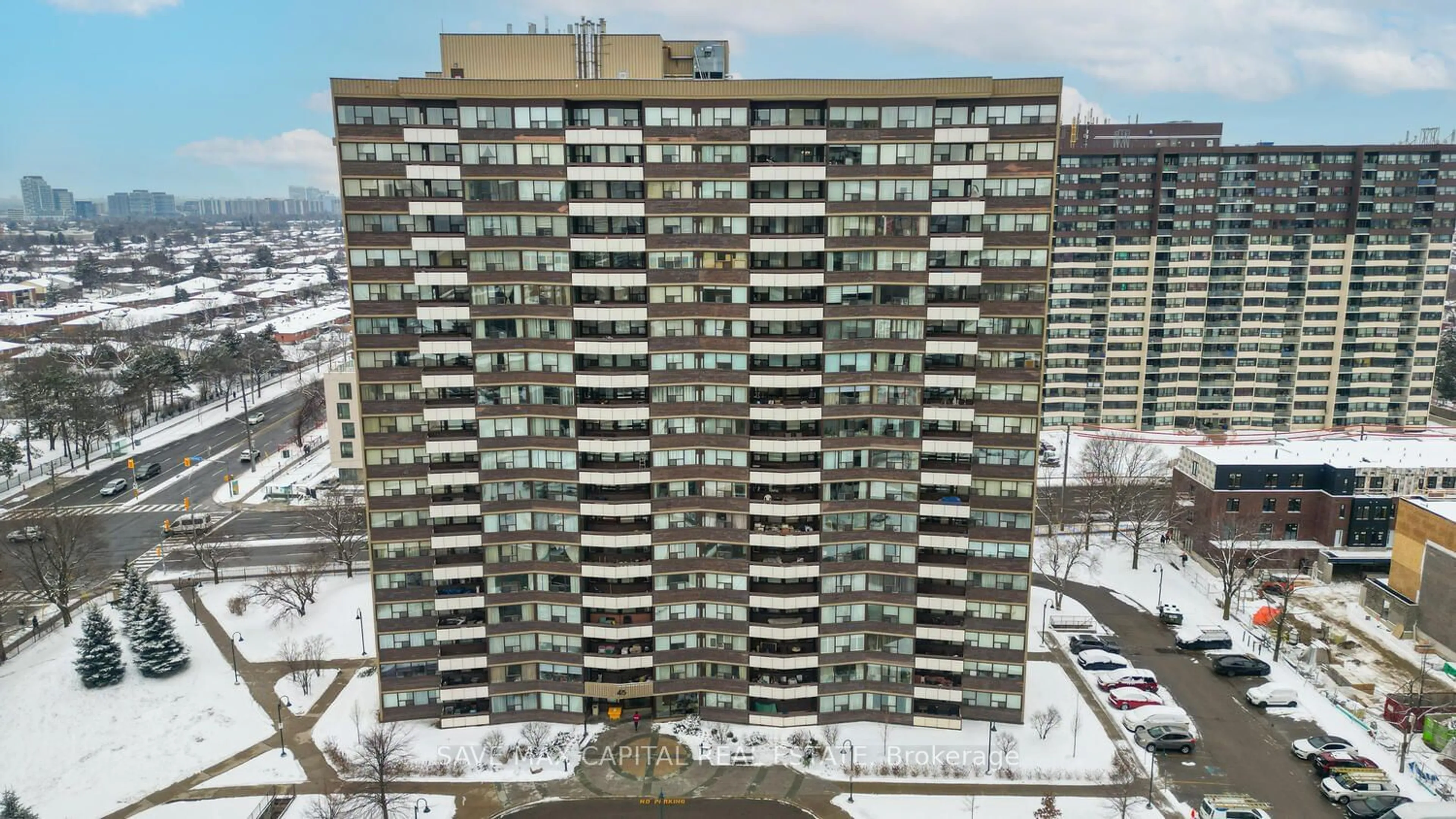 A pic from outside/outdoor area/front of a property/back of a property/a pic from drone, city buildings view from balcony for 45 Huntingdale Blvd #PH02, Toronto Ontario M1W 2N8