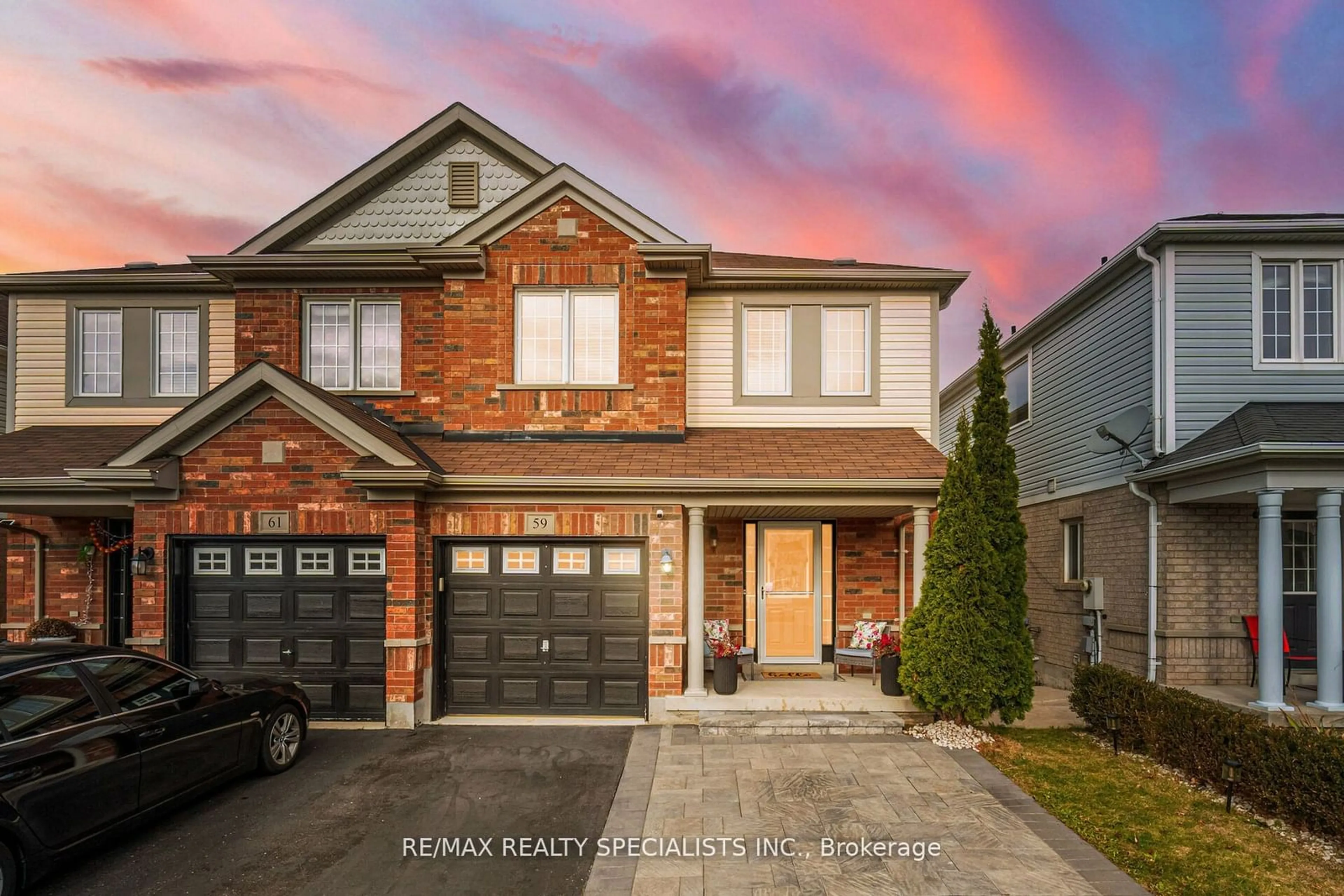 Home with brick exterior material, street for 59 Decourcy-Ireland Circ, Ajax Ontario L1T 0K6