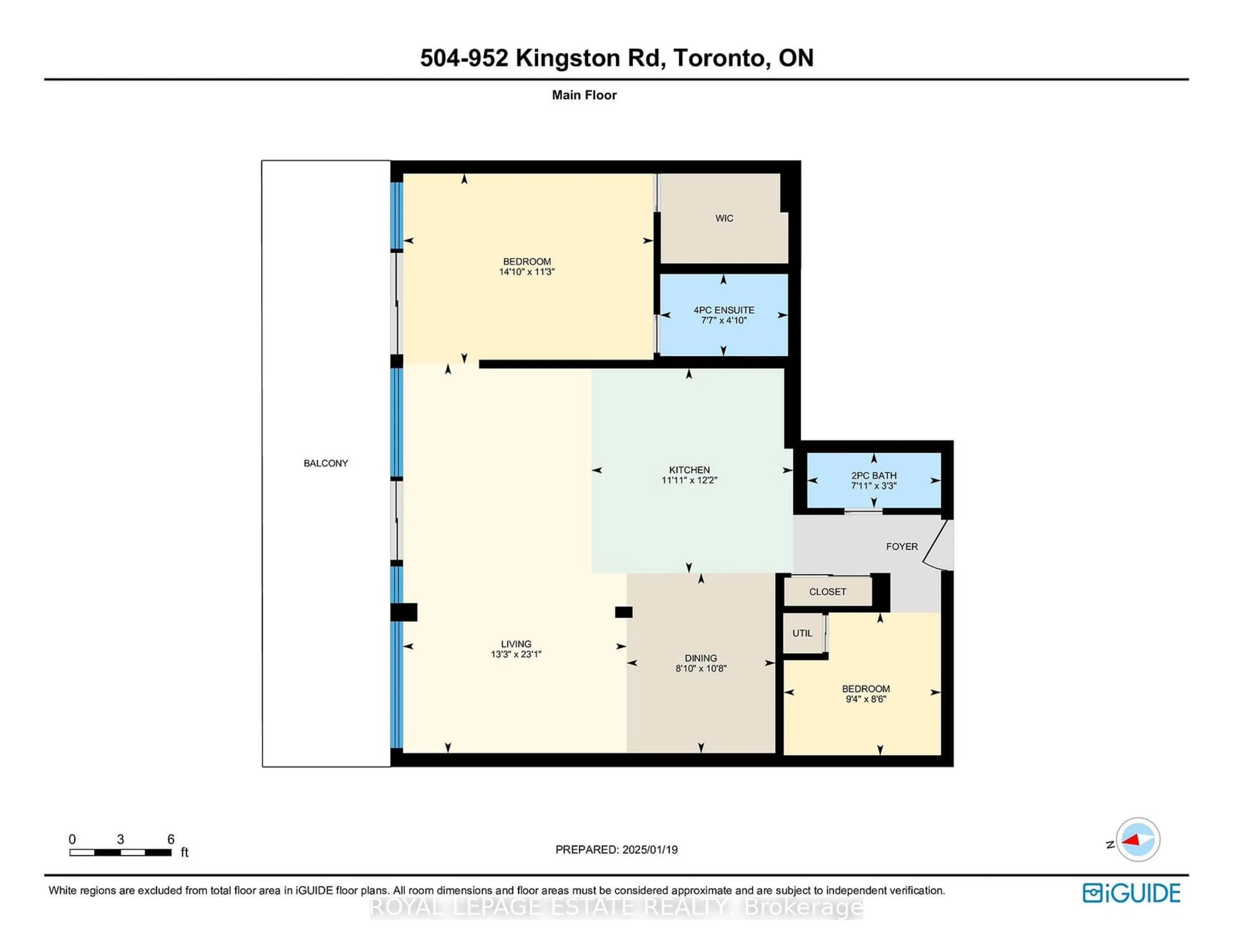 Floor plan for 952 Kingston Rd #504, Toronto Ontario M4E 1S7