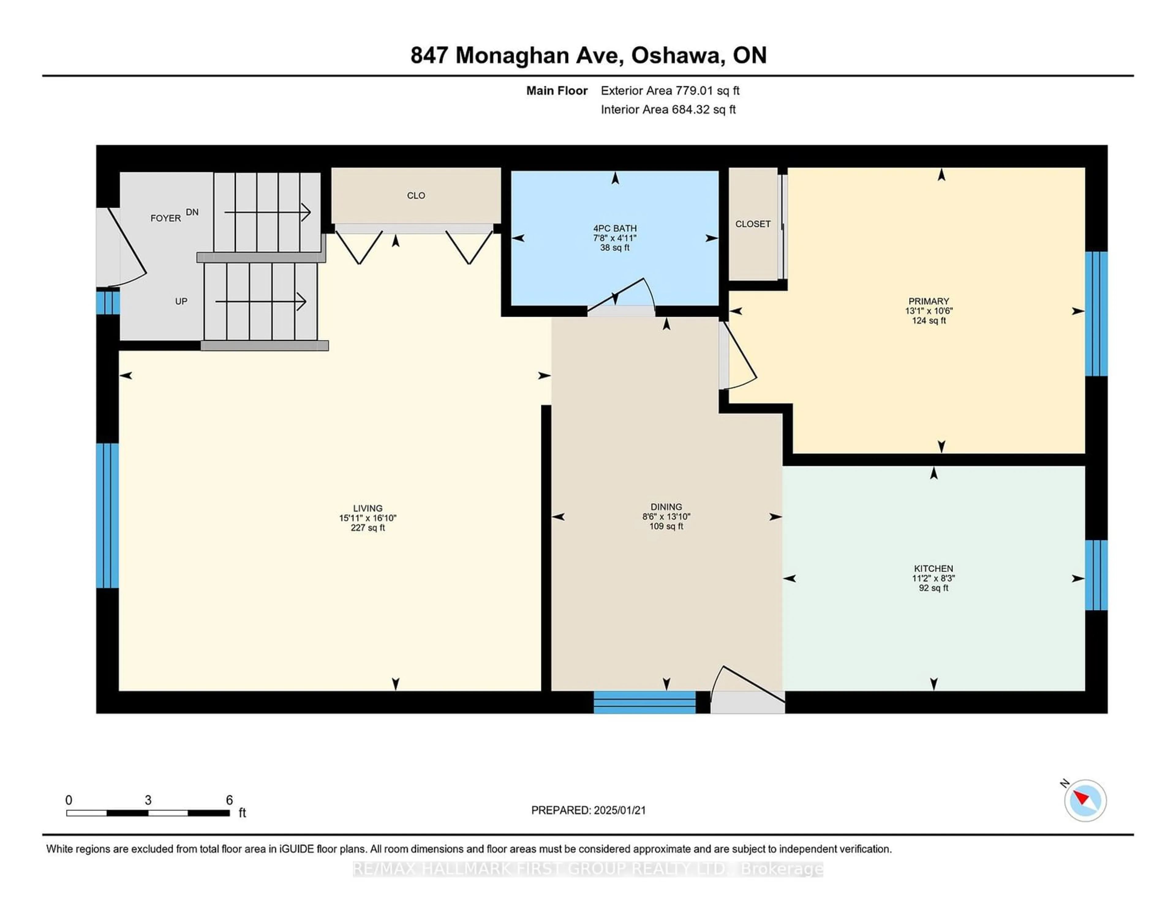 Floor plan for 847 Monaghan Ave, Oshawa Ontario L1J 7B6