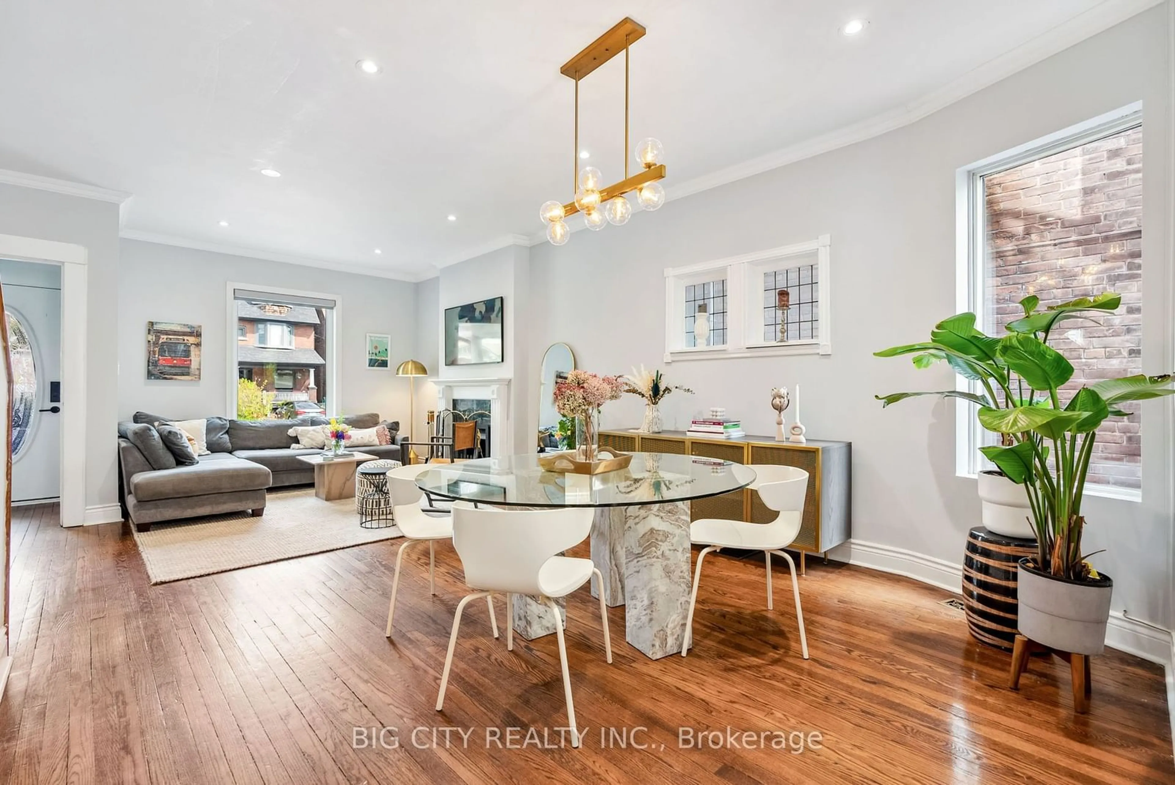 Dining room, wood/laminate floor for 49 Columbine Ave, Toronto Ontario M4L 1P6