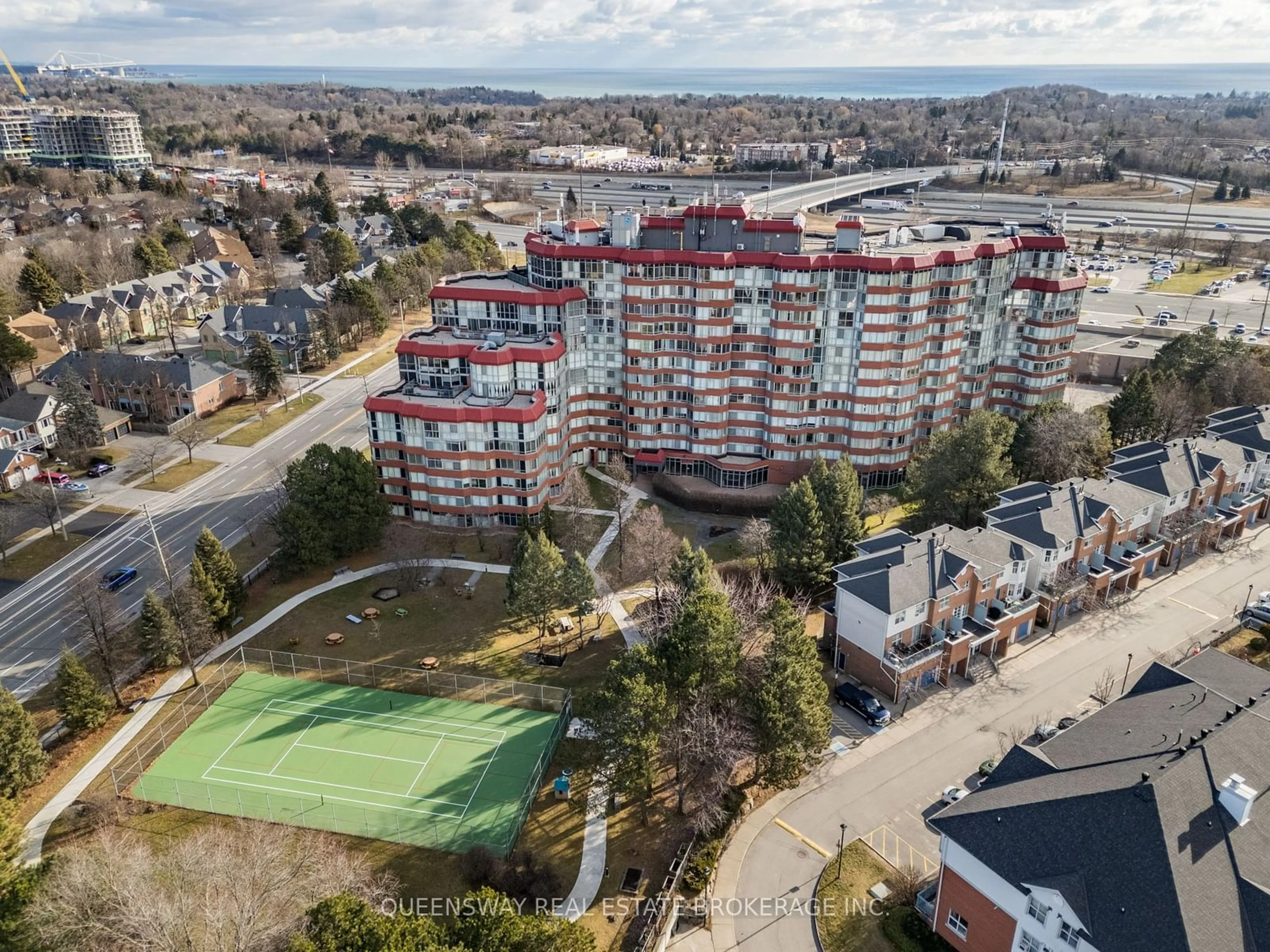 A pic from outside/outdoor area/front of a property/back of a property/a pic from drone, city buildings view from balcony for 11753 Sheppard Ave #224, Toronto Ontario M1B 5M3