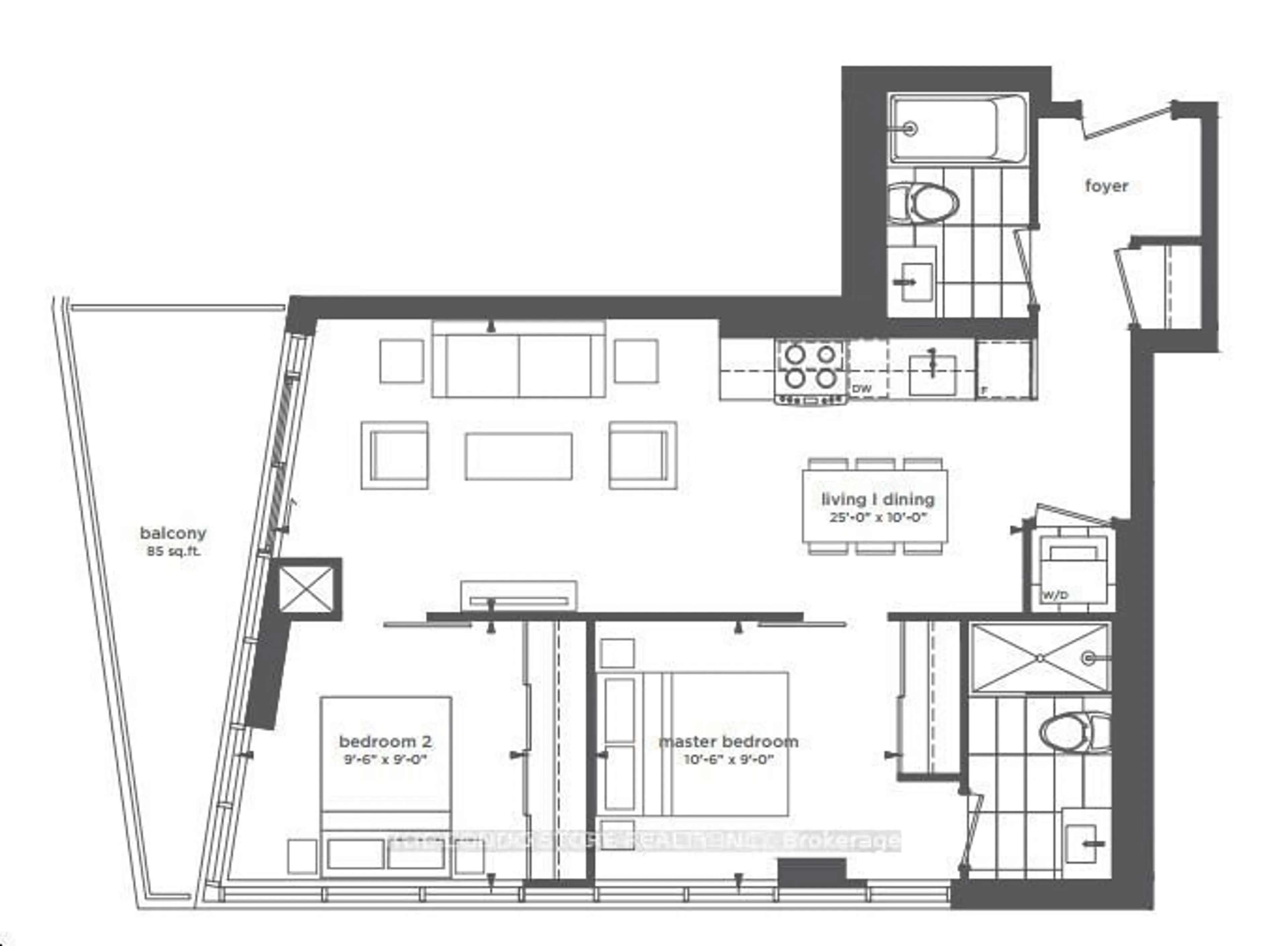 Floor plan for 45 Baseball Pl #902, Toronto Ontario M4M 0H1