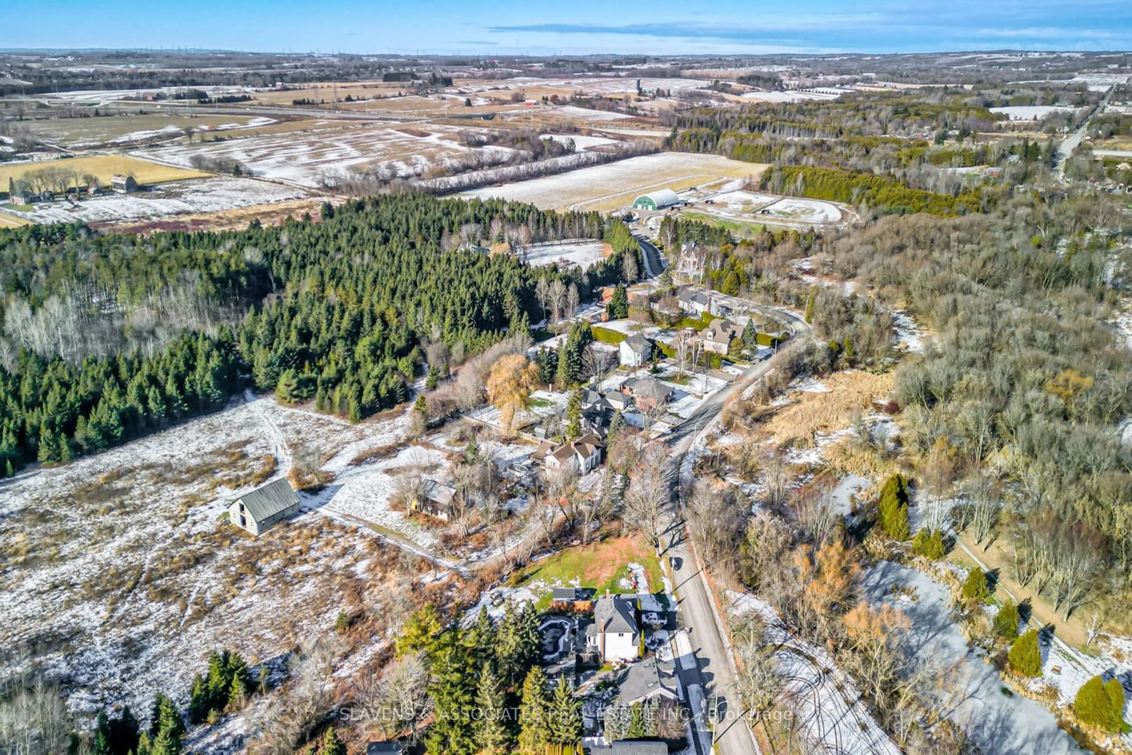 A pic from outside/outdoor area/front of a property/back of a property/a pic from drone, forest/trees view for 136 King Lane, Clarington Ontario L0B 1J0