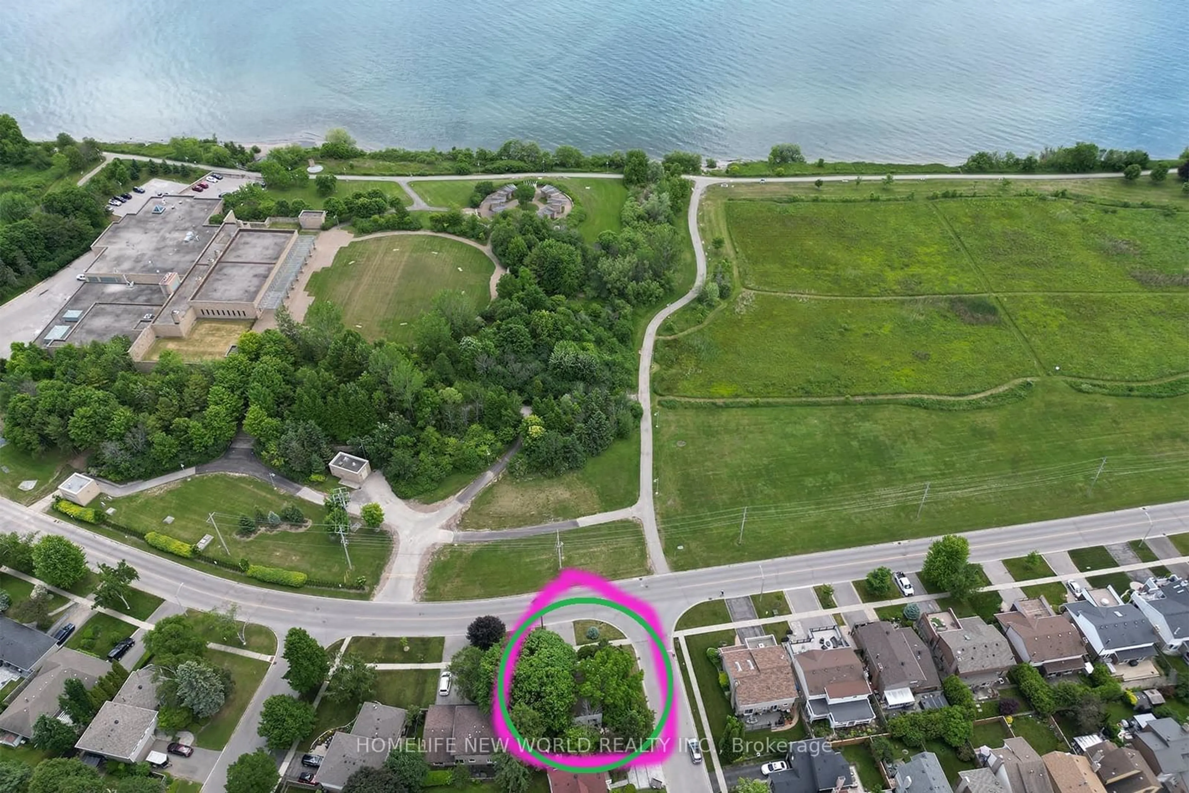 A pic from outside/outdoor area/front of a property/back of a property/a pic from drone, water/lake/river/ocean view for 58 Lake Driveway, Ajax Ontario L1S 1B1