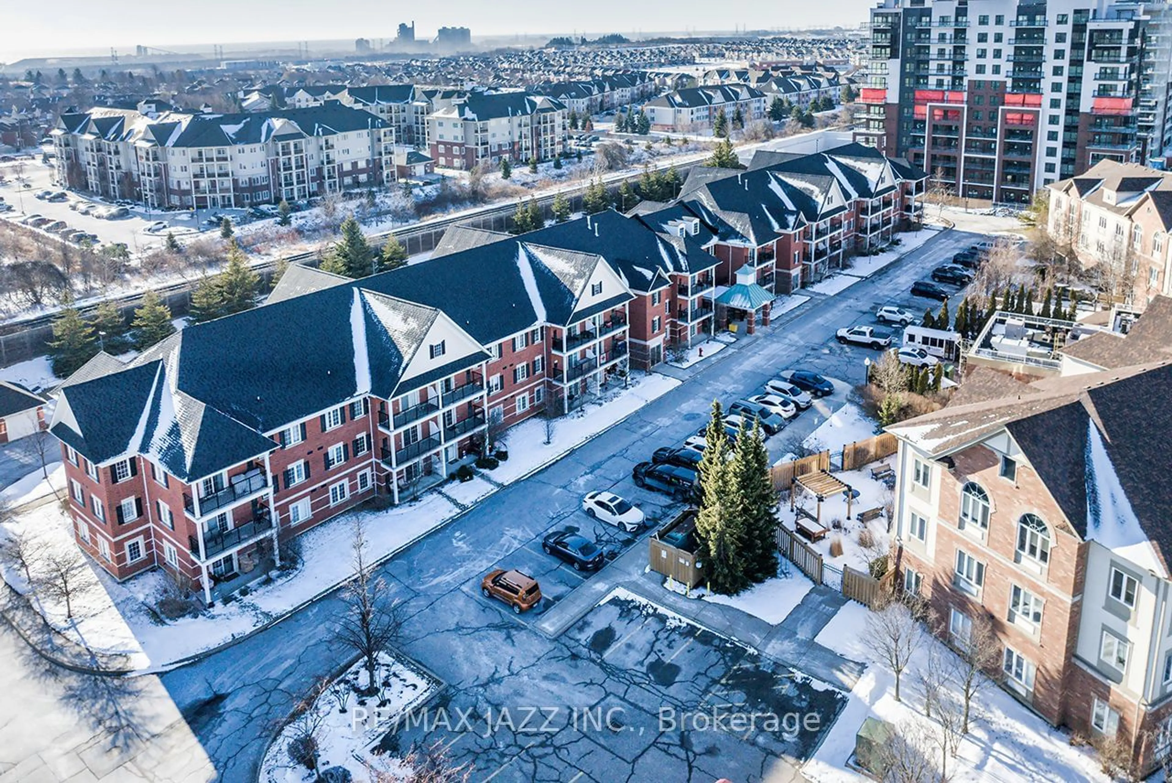 A pic from outside/outdoor area/front of a property/back of a property/a pic from drone, city buildings view from balcony for 61 Clarington Blvd #303, Clarington Ontario L1C 0H6