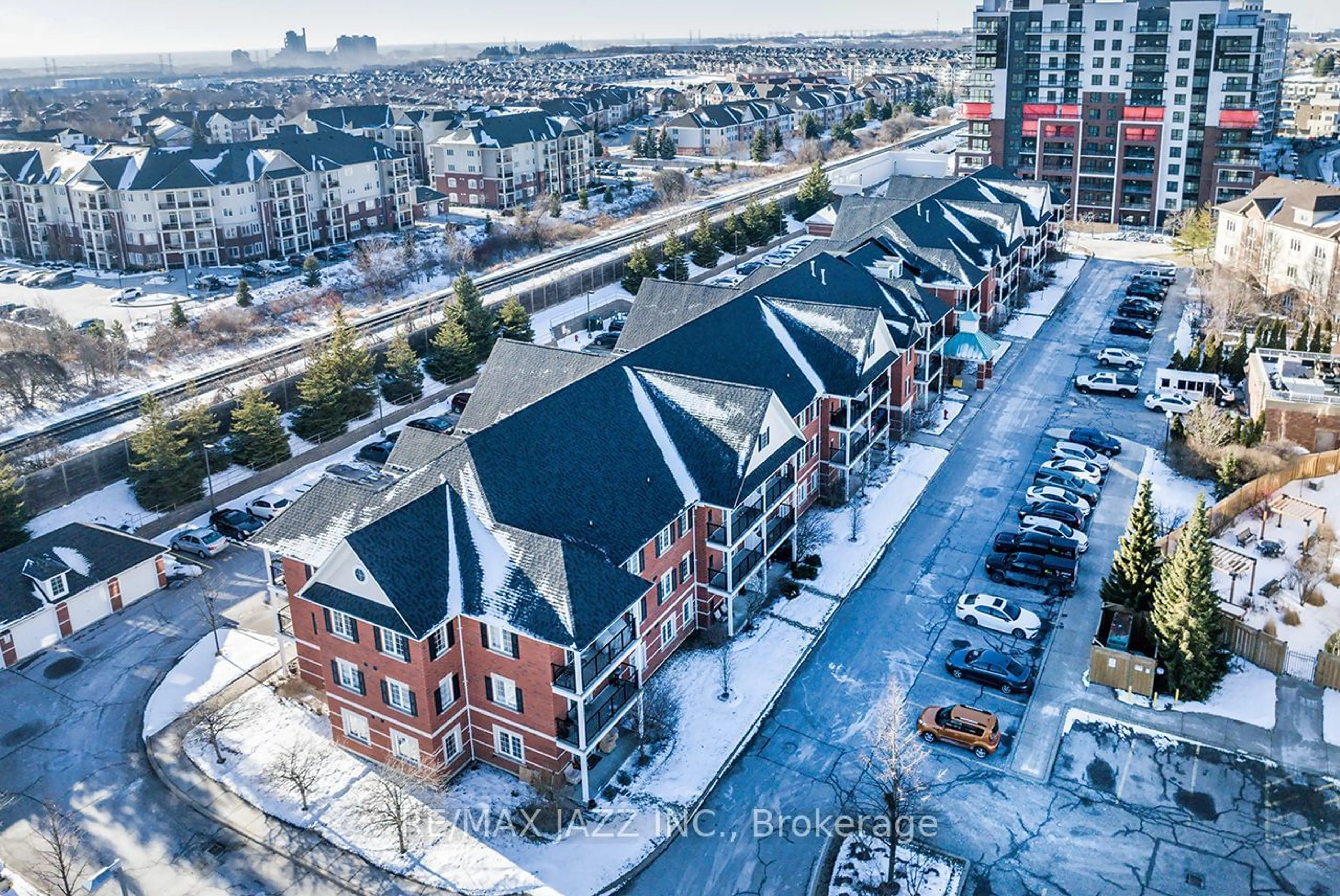 A pic from outside/outdoor area/front of a property/back of a property/a pic from drone, city buildings view from balcony for 61 Clarington Blvd #303, Clarington Ontario L1C 0H6