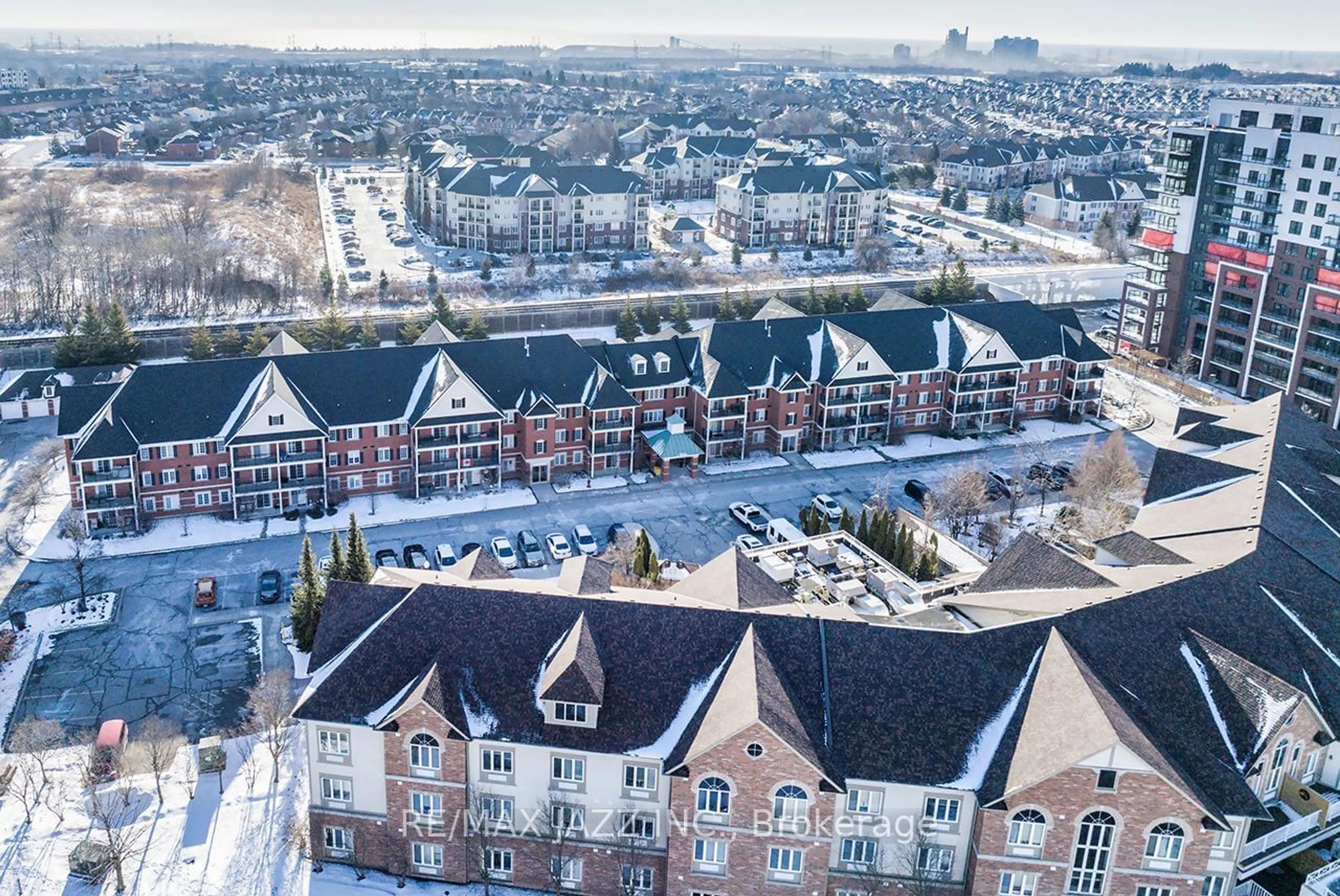 A pic from outside/outdoor area/front of a property/back of a property/a pic from drone, city buildings view from balcony for 61 Clarington Blvd #303, Clarington Ontario L1C 0H6