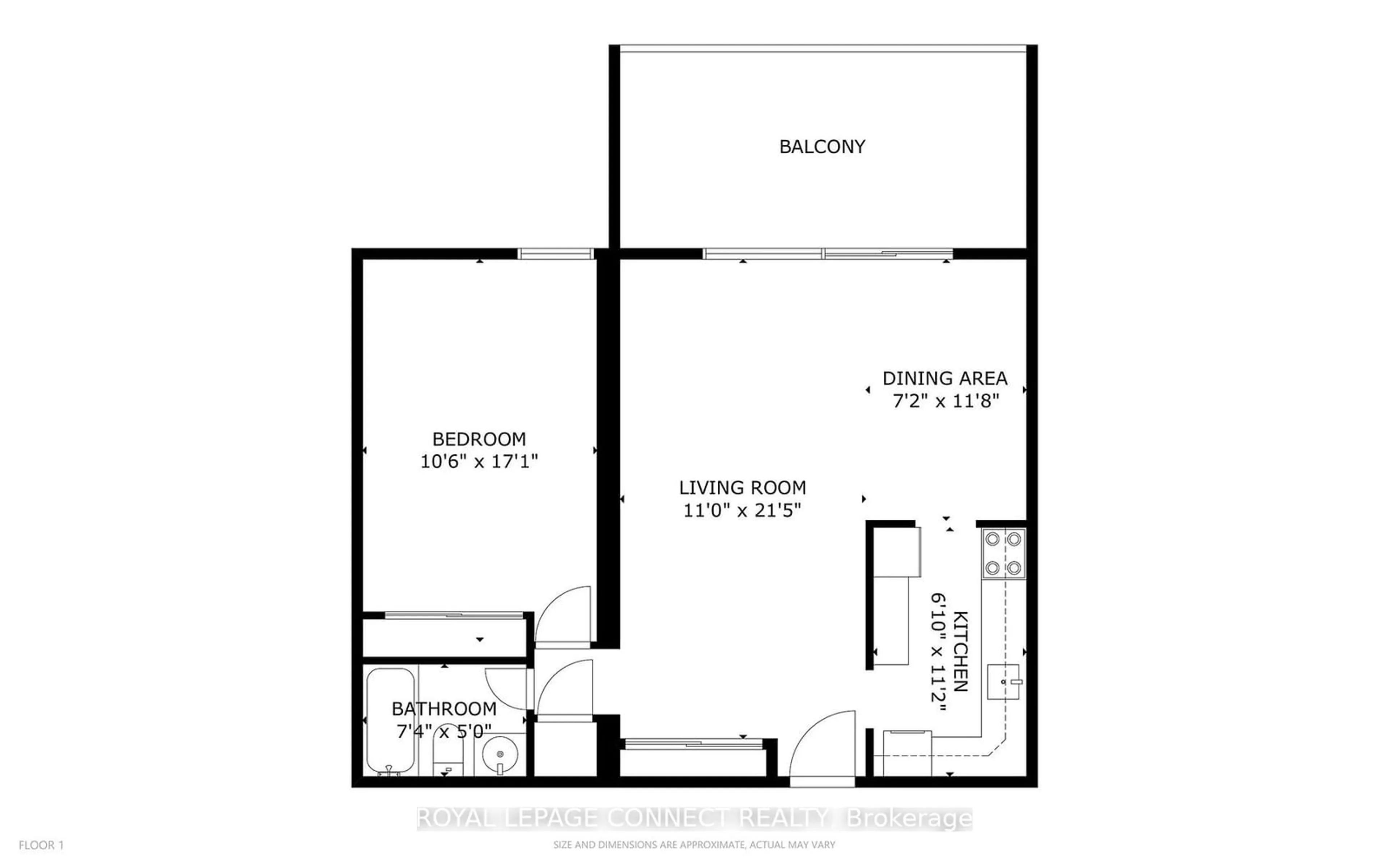 Floor plan for 1 Massey Sq #218, Toronto Ontario M4C 5L4