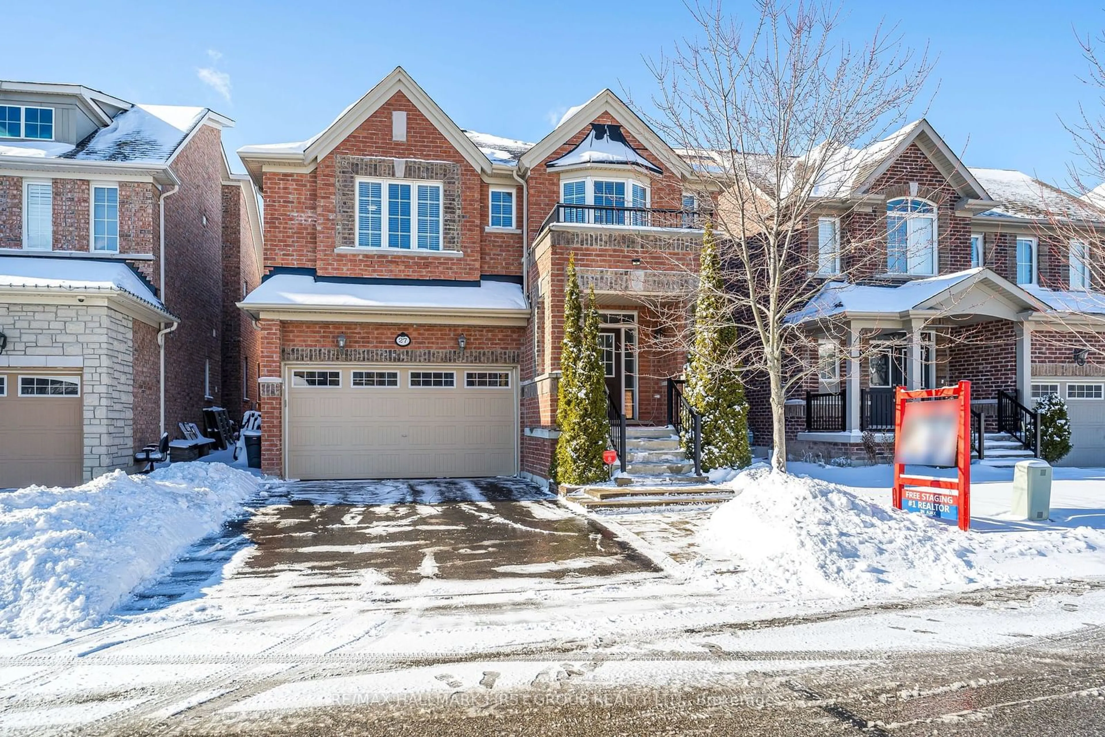 Home with brick exterior material, street for 27 Rumbellow Cres, Ajax Ontario L1Z 0P8