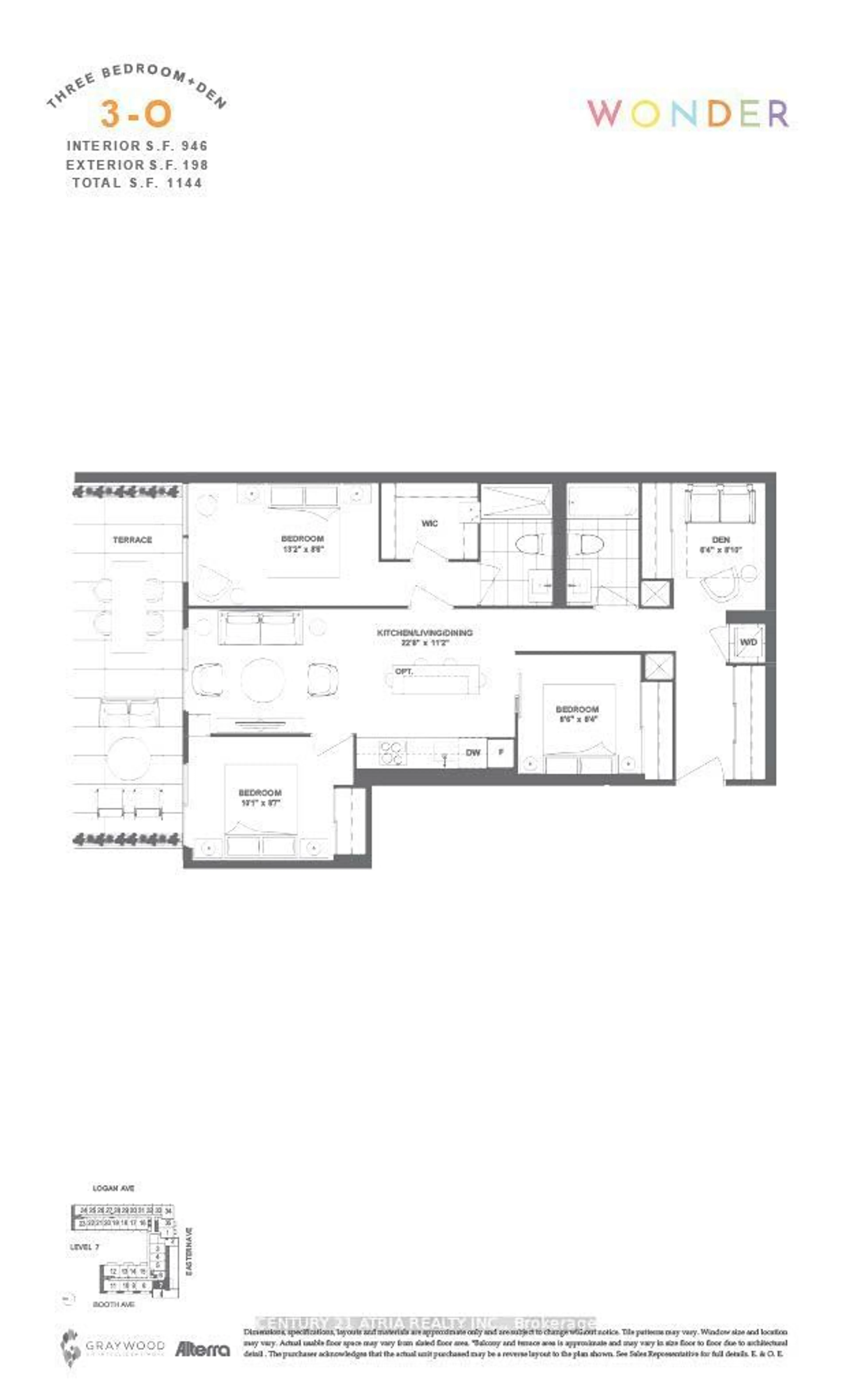 Floor plan for 150 Logan Ave #707, Toronto Ontario M4M 0E4