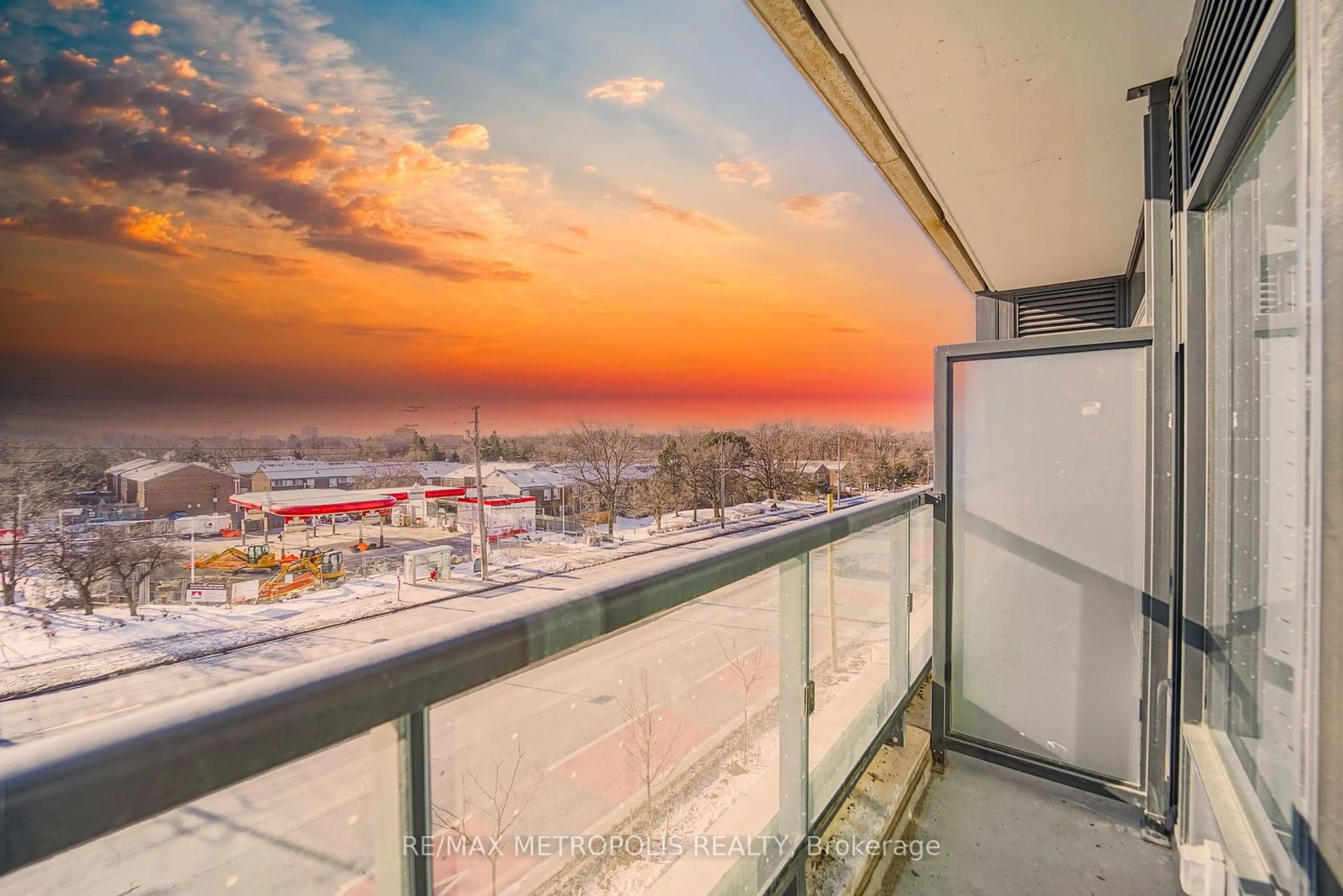 Balcony in the apartment, city buildings view from balcony for 1350 Ellesmere Rd #314, Toronto Ontario M1P 0G6