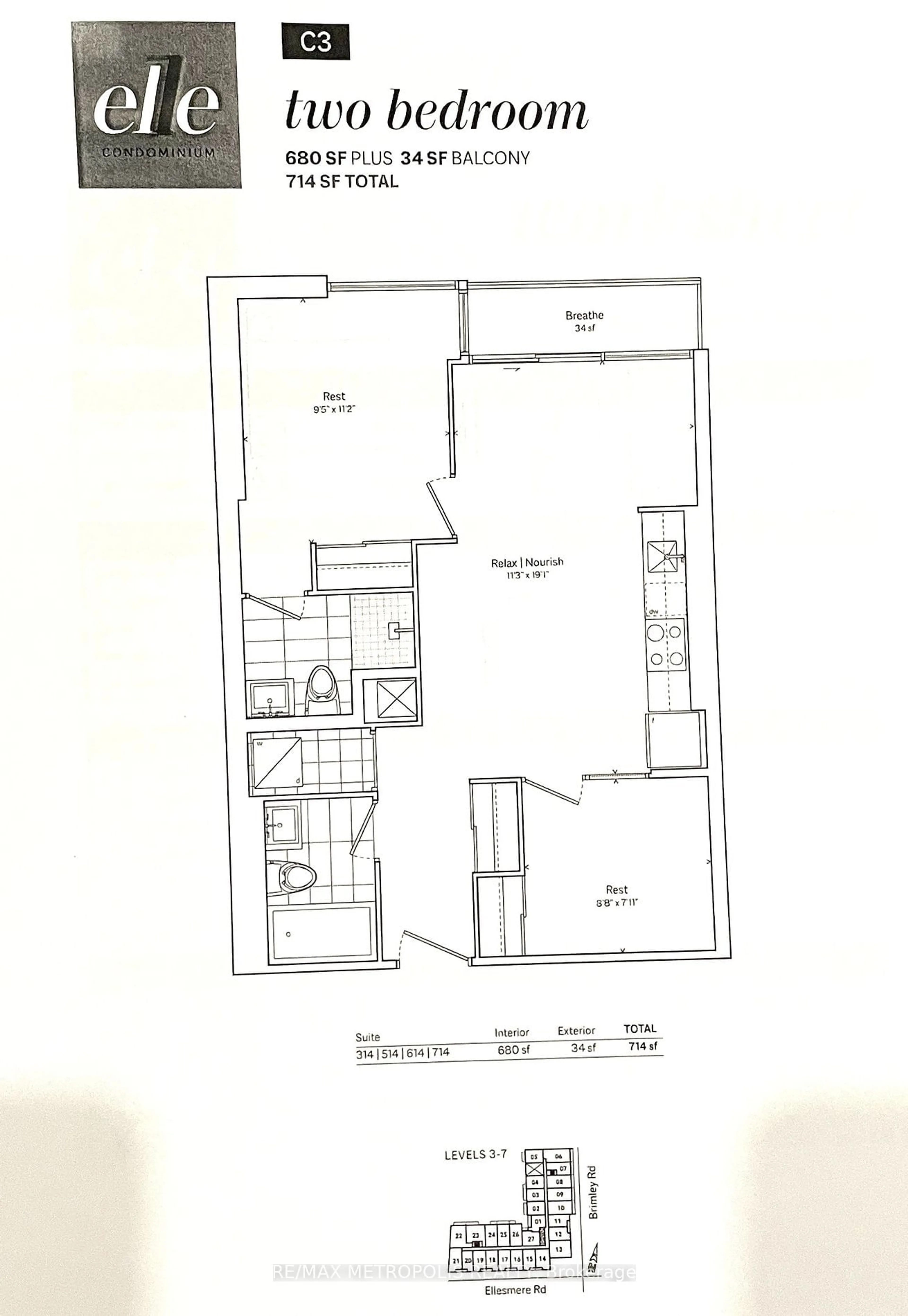 Floor plan for 1350 Ellesmere Rd #314, Toronto Ontario M1P 0G6