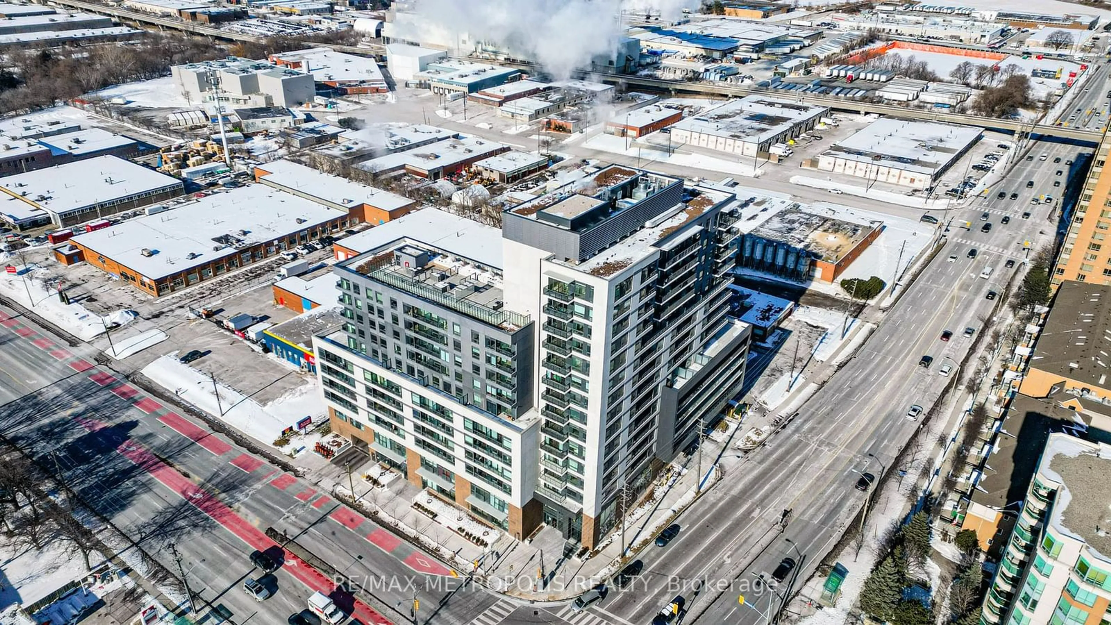 A pic from outside/outdoor area/front of a property/back of a property/a pic from drone, city buildings view from balcony for 1350 Ellesmere Rd #314, Toronto Ontario M1P 0G6