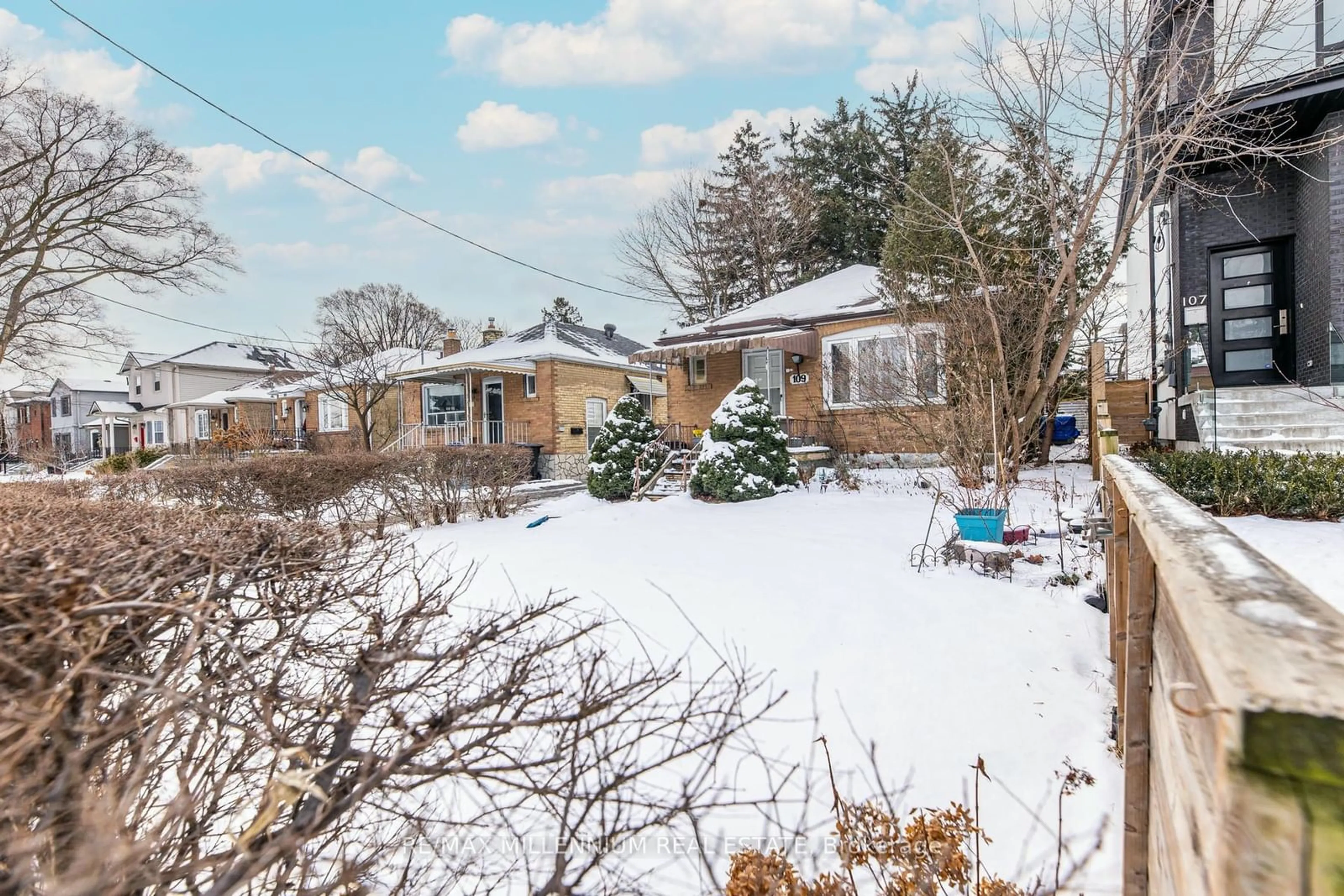 A pic from outside/outdoor area/front of a property/back of a property/a pic from drone, street for 109 Virginia Ave, Toronto Ontario M4C 2T1