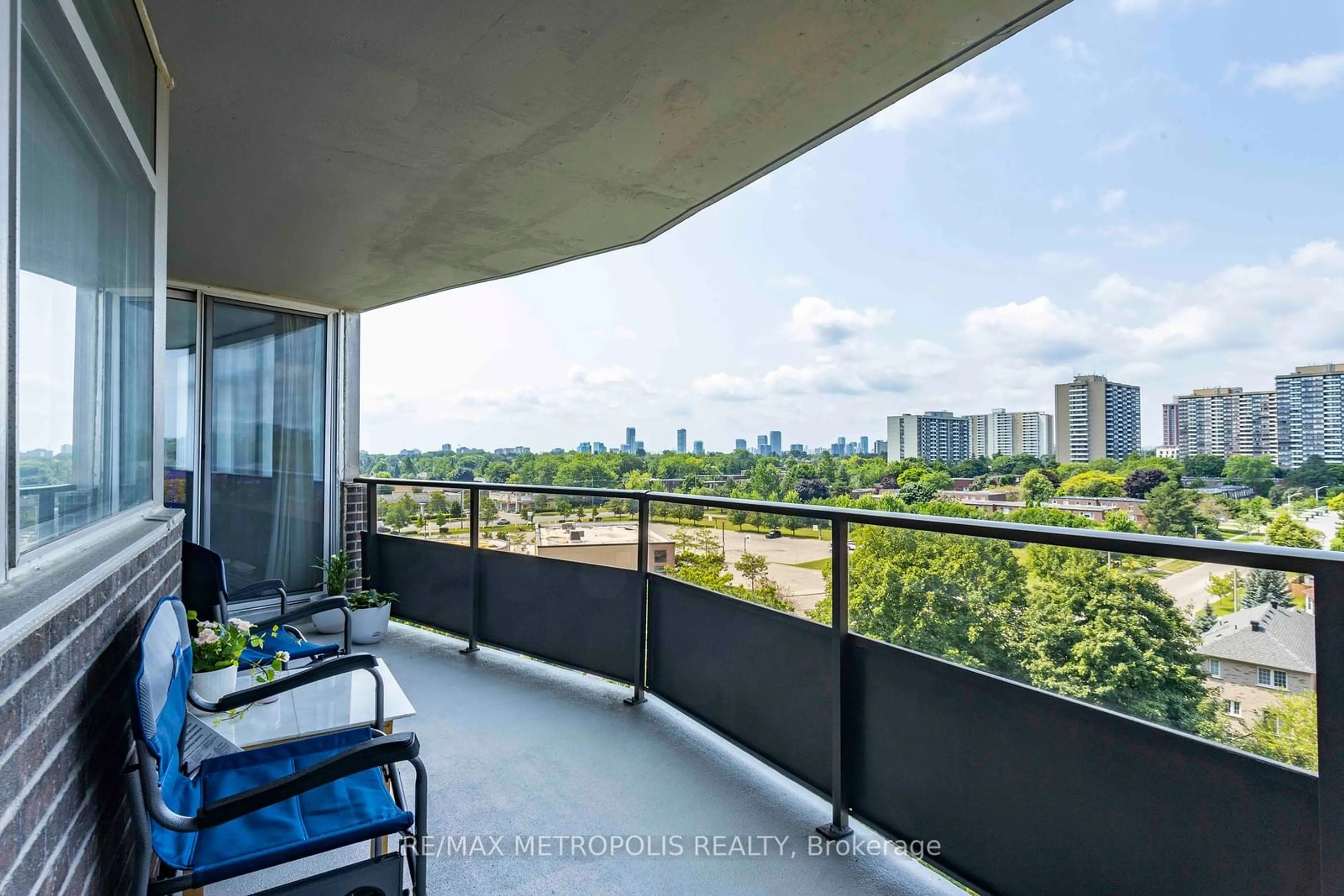 Balcony in the apartment, city buildings view from balcony for 3151 Bridletowne Circ #808, Toronto Ontario M1W 2T1