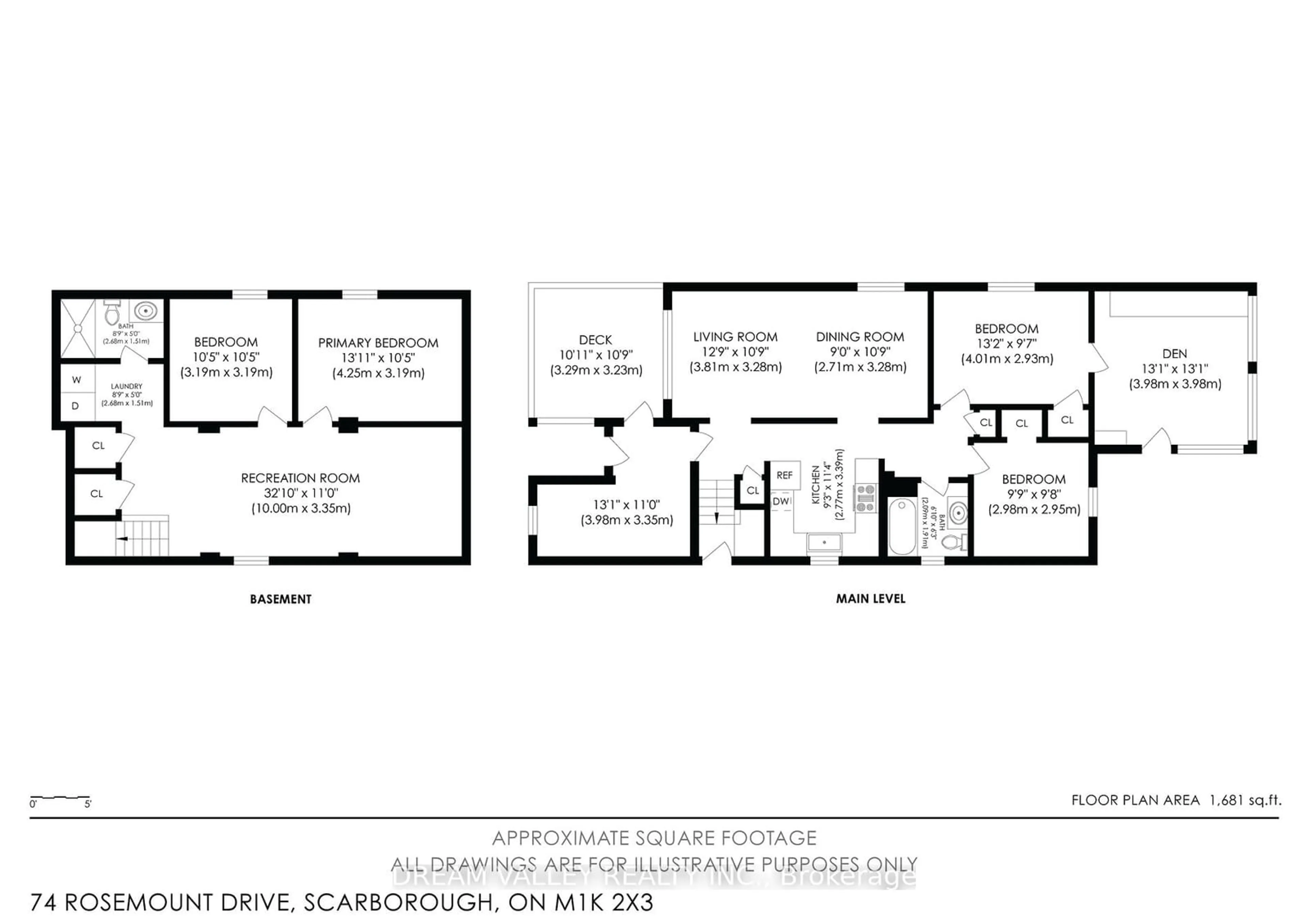 Floor plan for 74 Rosemount Dr, Toronto Ontario M1K 2X3