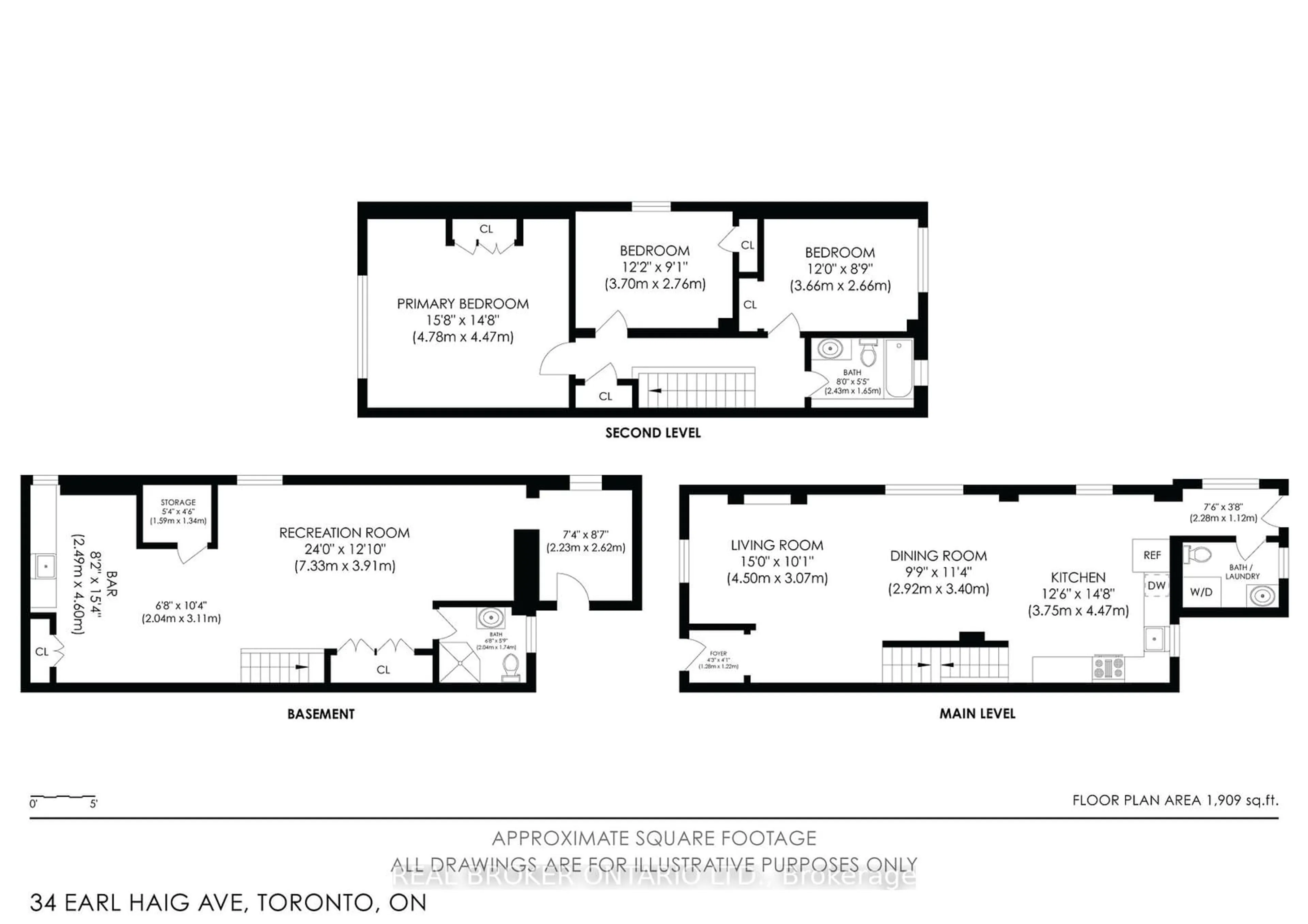 Floor plan for 34 Earl Haig Ave, Toronto Ontario M4C 1E1