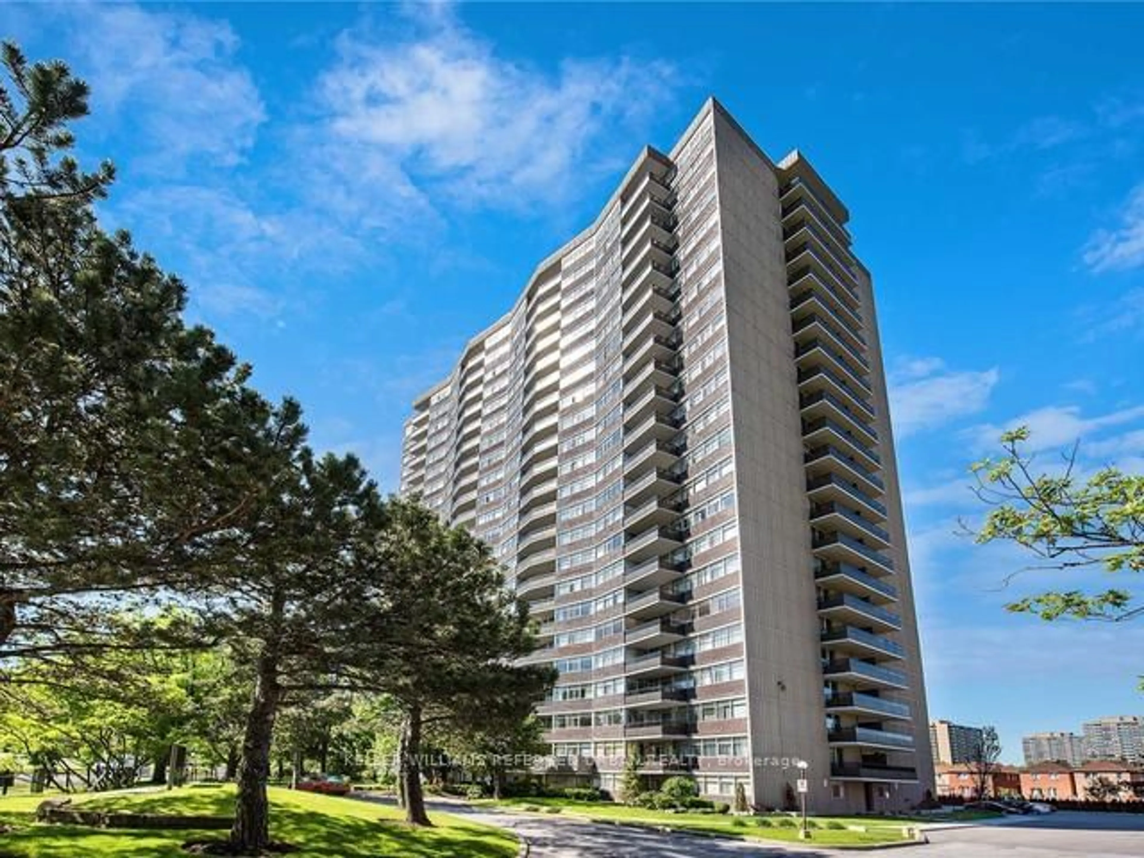 A pic from outside/outdoor area/front of a property/back of a property/a pic from drone, building for 3151 Bridletowne Circ #305, Toronto Ontario M1W 2T1