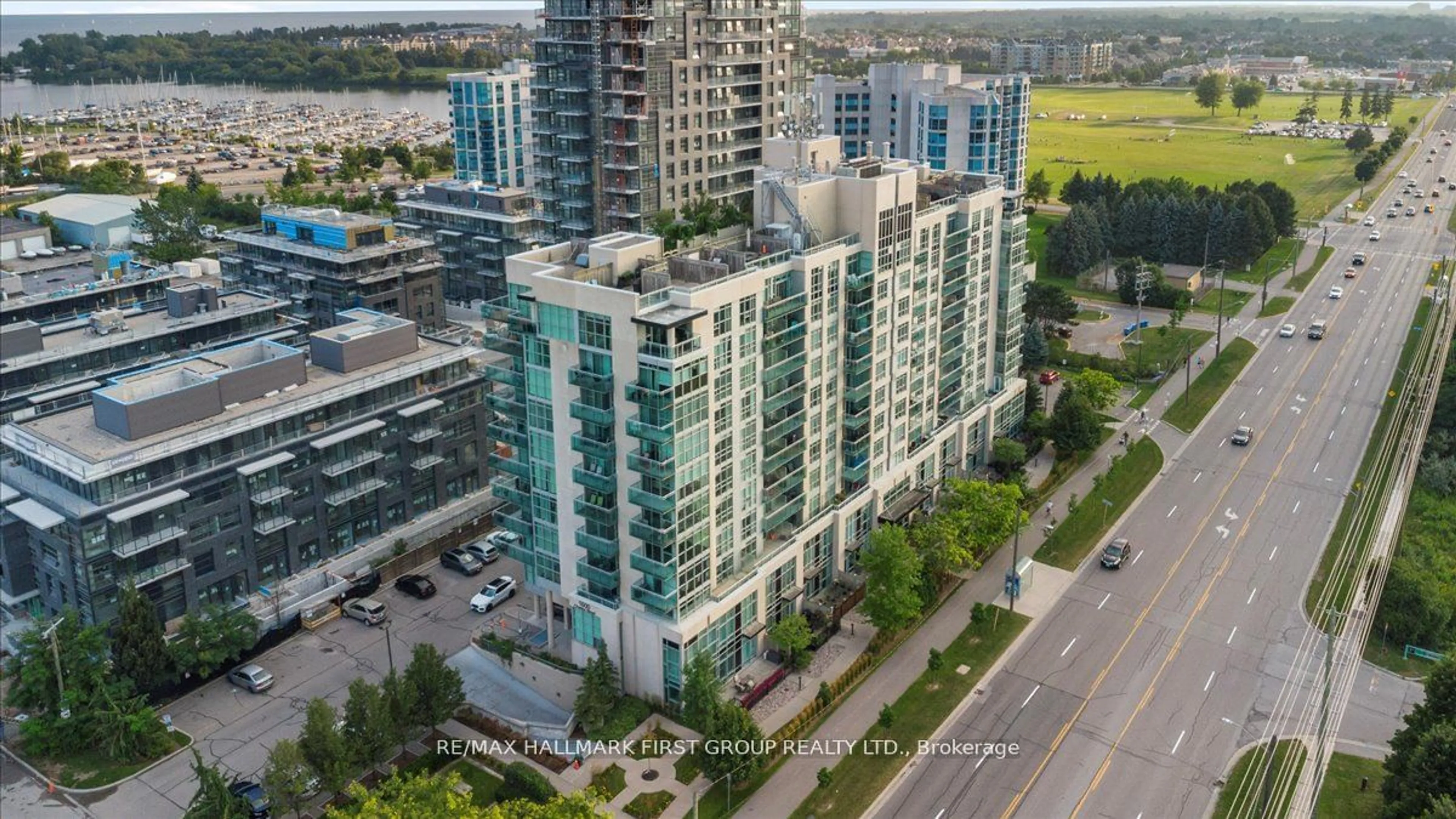 A pic from outside/outdoor area/front of a property/back of a property/a pic from drone, city buildings view from balcony for 1600 Charles St #401, Whitby Ontario L1N 0G4