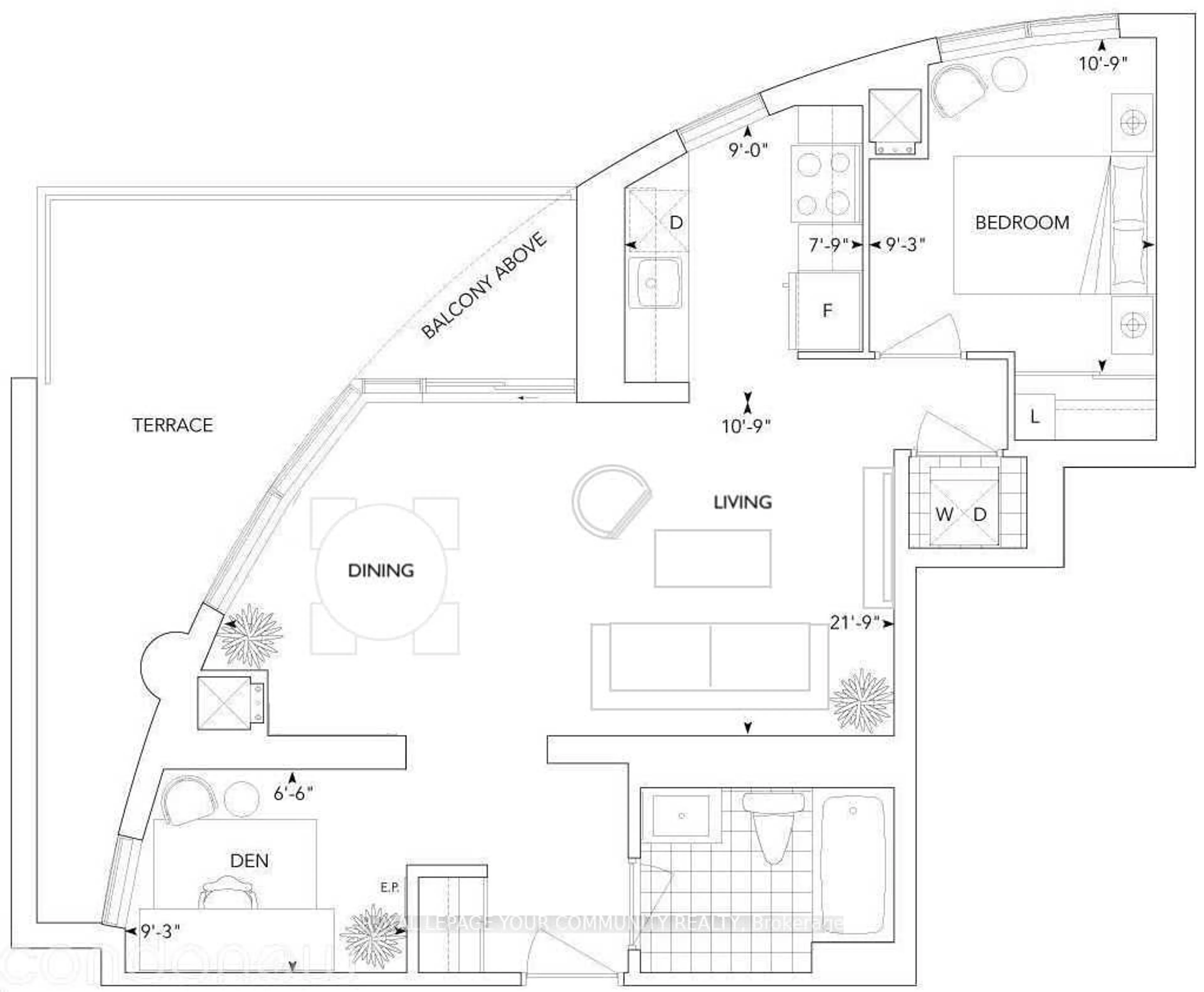 Floor plan for 151 Village Green Sq #408, Toronto Ontario M1S 0K5