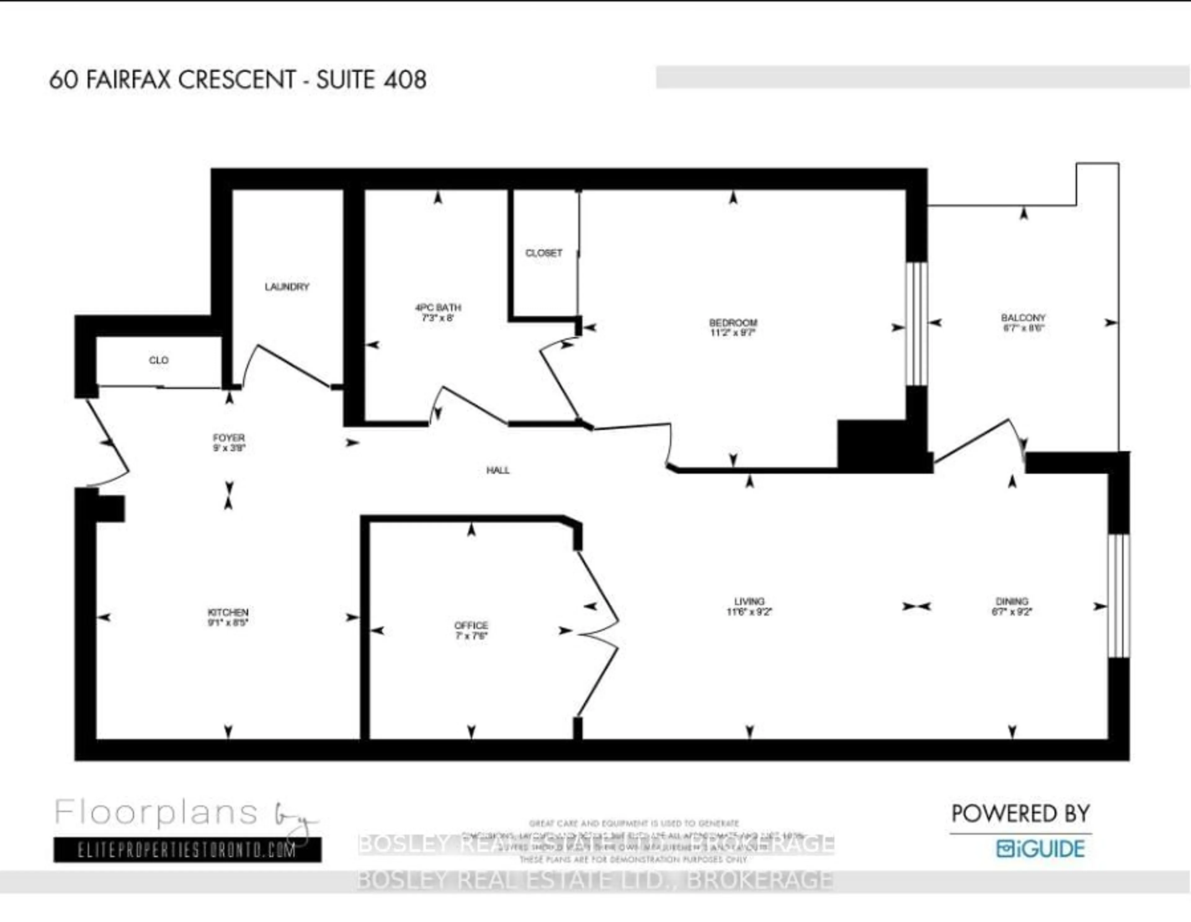 Floor plan for 60 Fairfax Cres #408, Toronto Ontario M1L 0E1