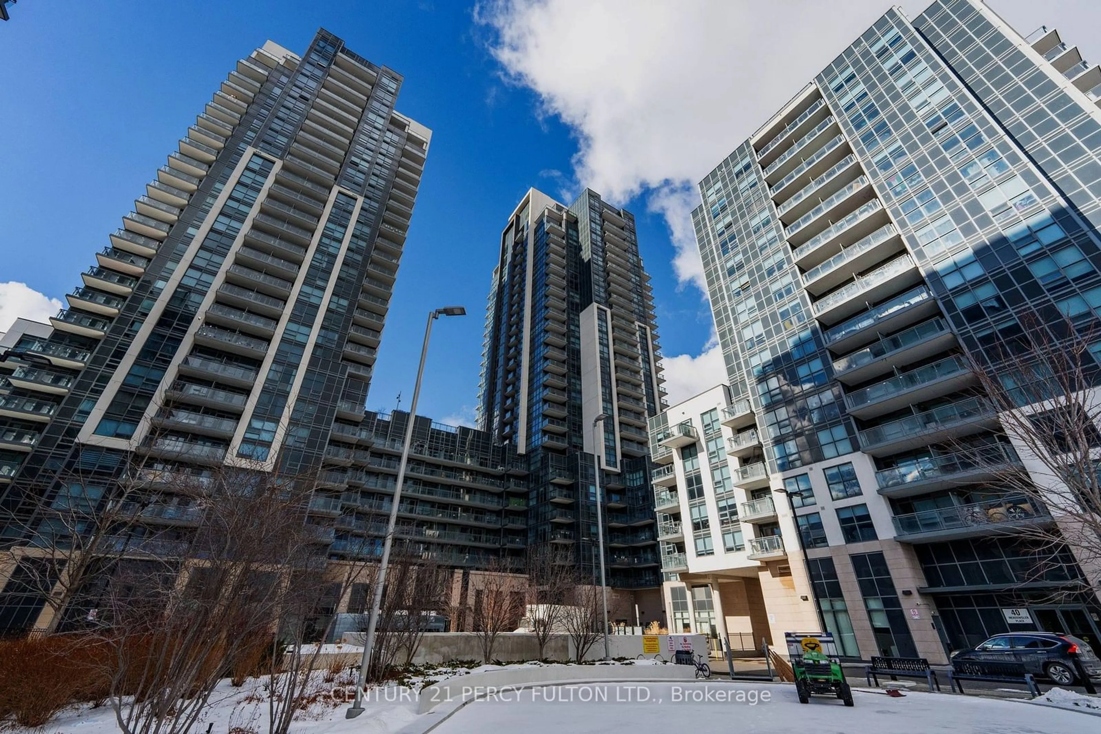 Patio, city buildings view from balcony for 30 Meadowglen Pl #704, Toronto Ontario M1G 0A6