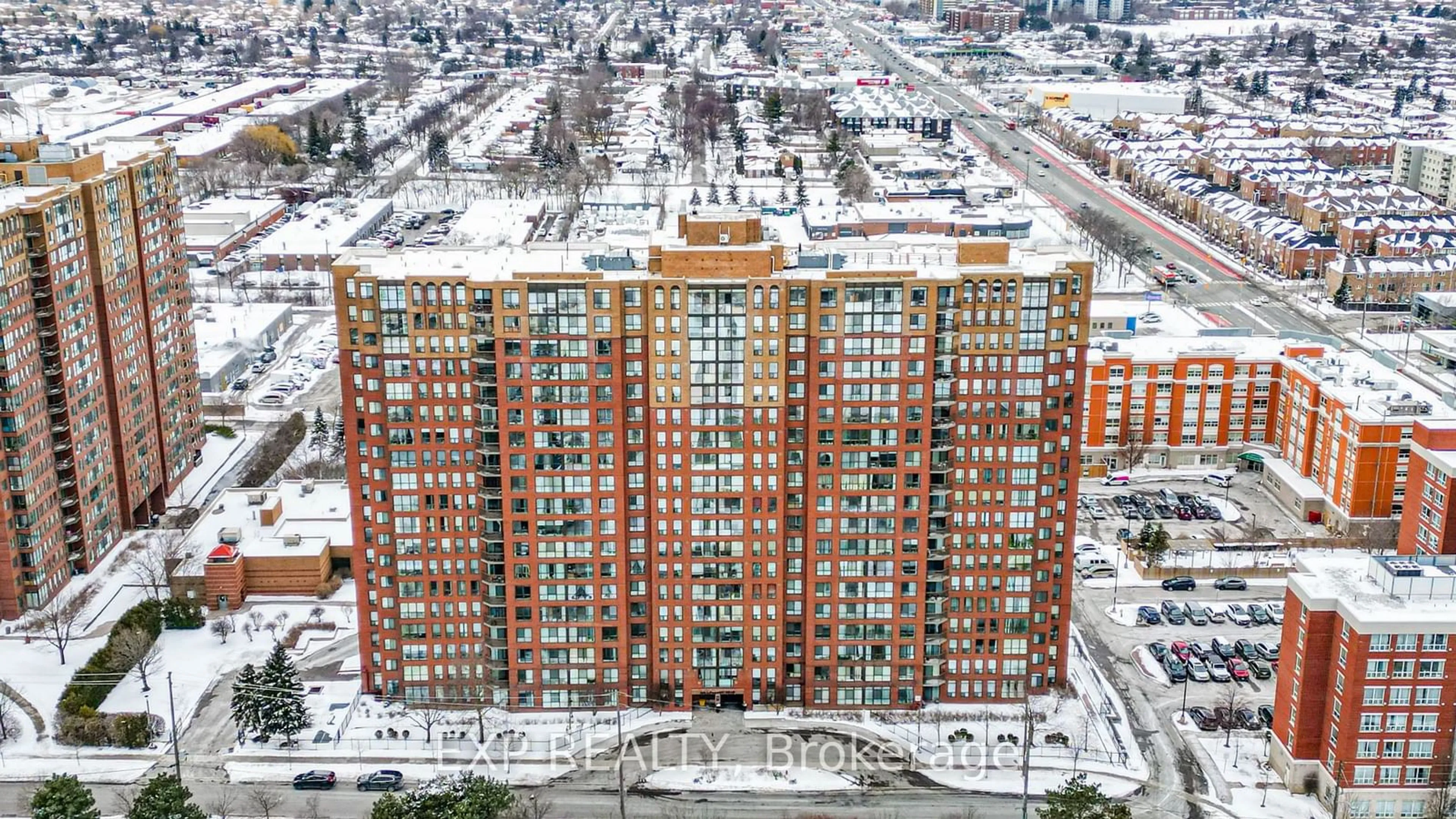 A pic from outside/outdoor area/front of a property/back of a property/a pic from drone, city buildings view from balcony for 330 Mccowan Rd #313, Toronto Ontario M1J 3N3