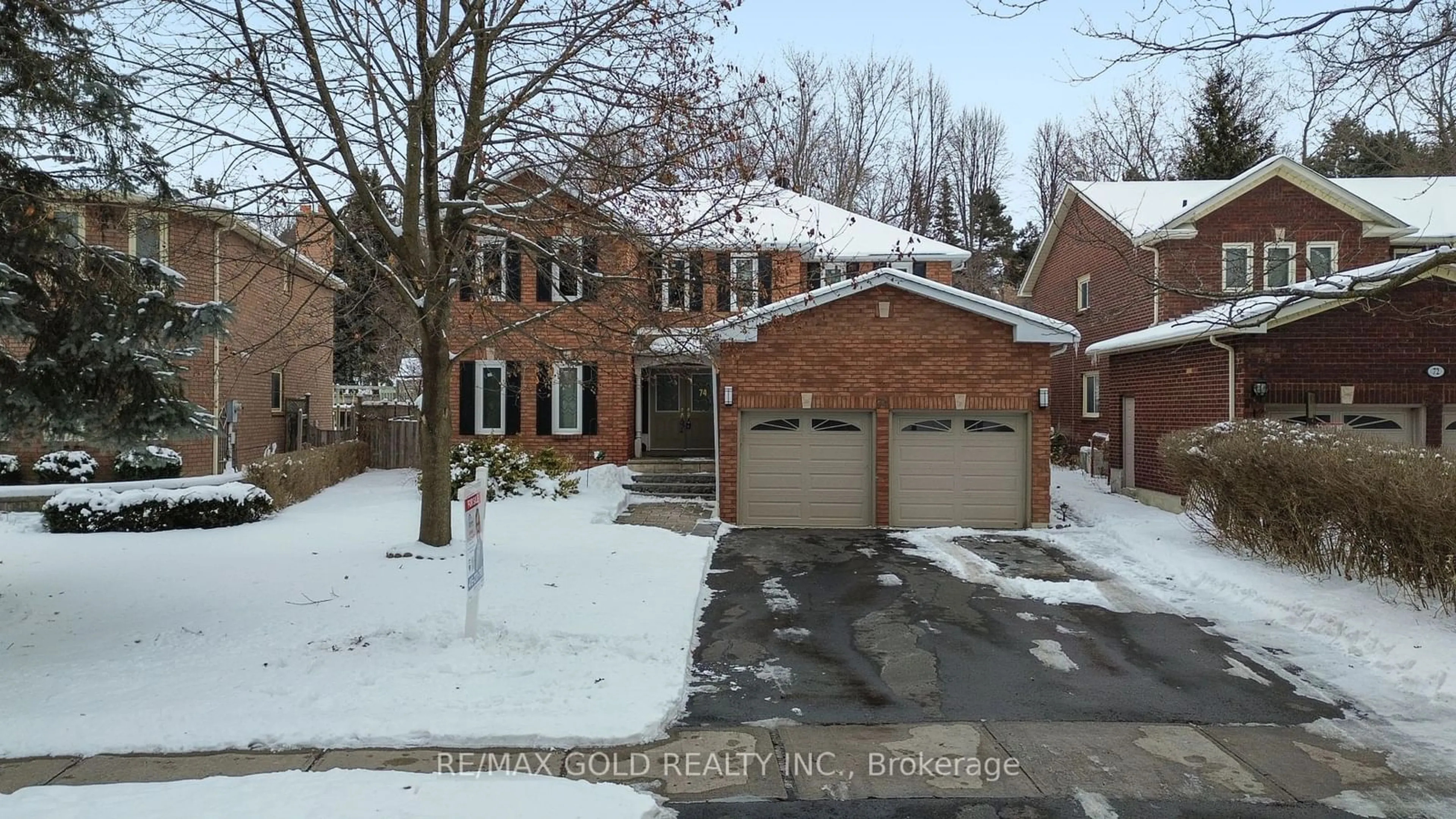 Home with brick exterior material, street for 74 Pollard Cres, Ajax Ontario L1T 3N7