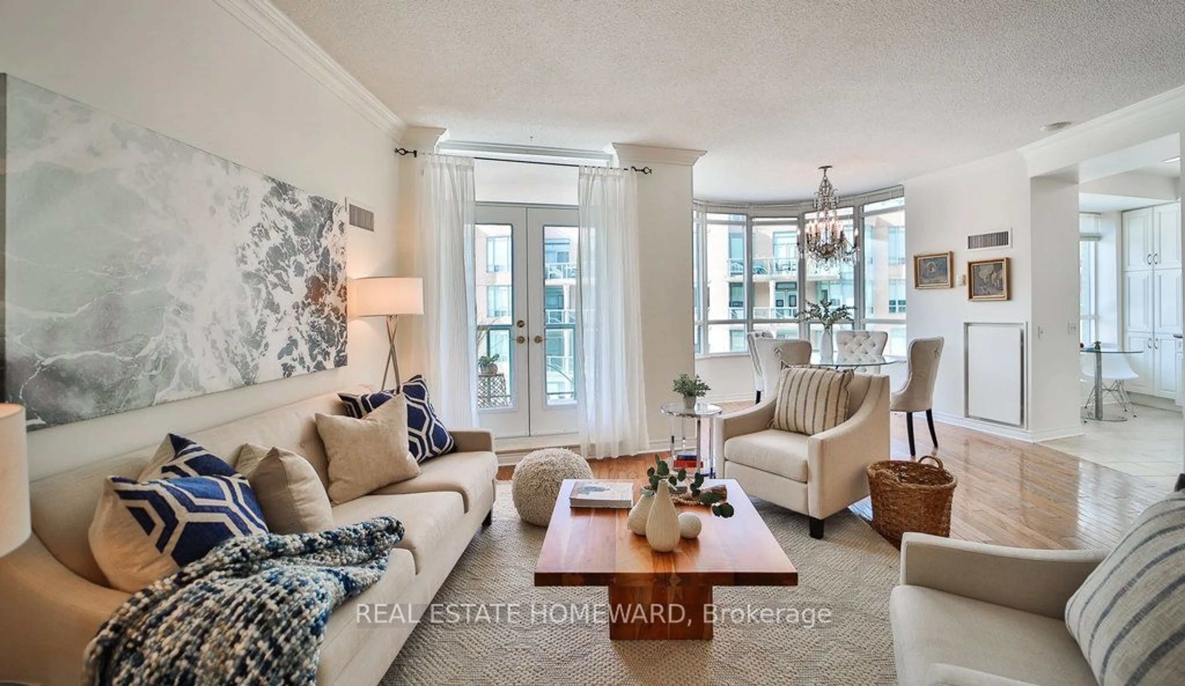 Living room with furniture, ceramic/tile floor for 9 Boardwalk Dr #313, Toronto Ontario M4L 6T1