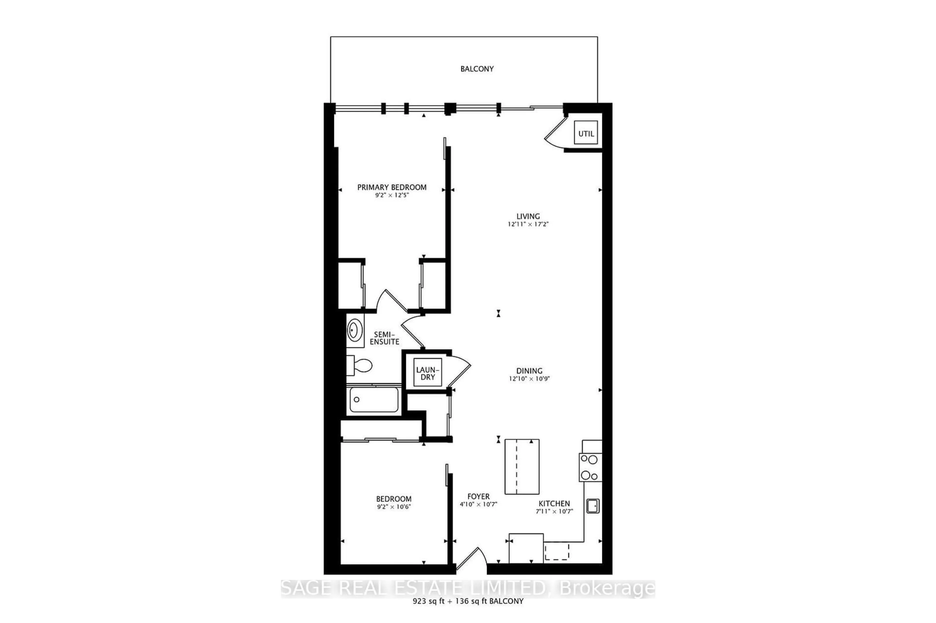 Floor plan for 201 Carlaw Ave #509, Toronto Ontario M4M 2S3