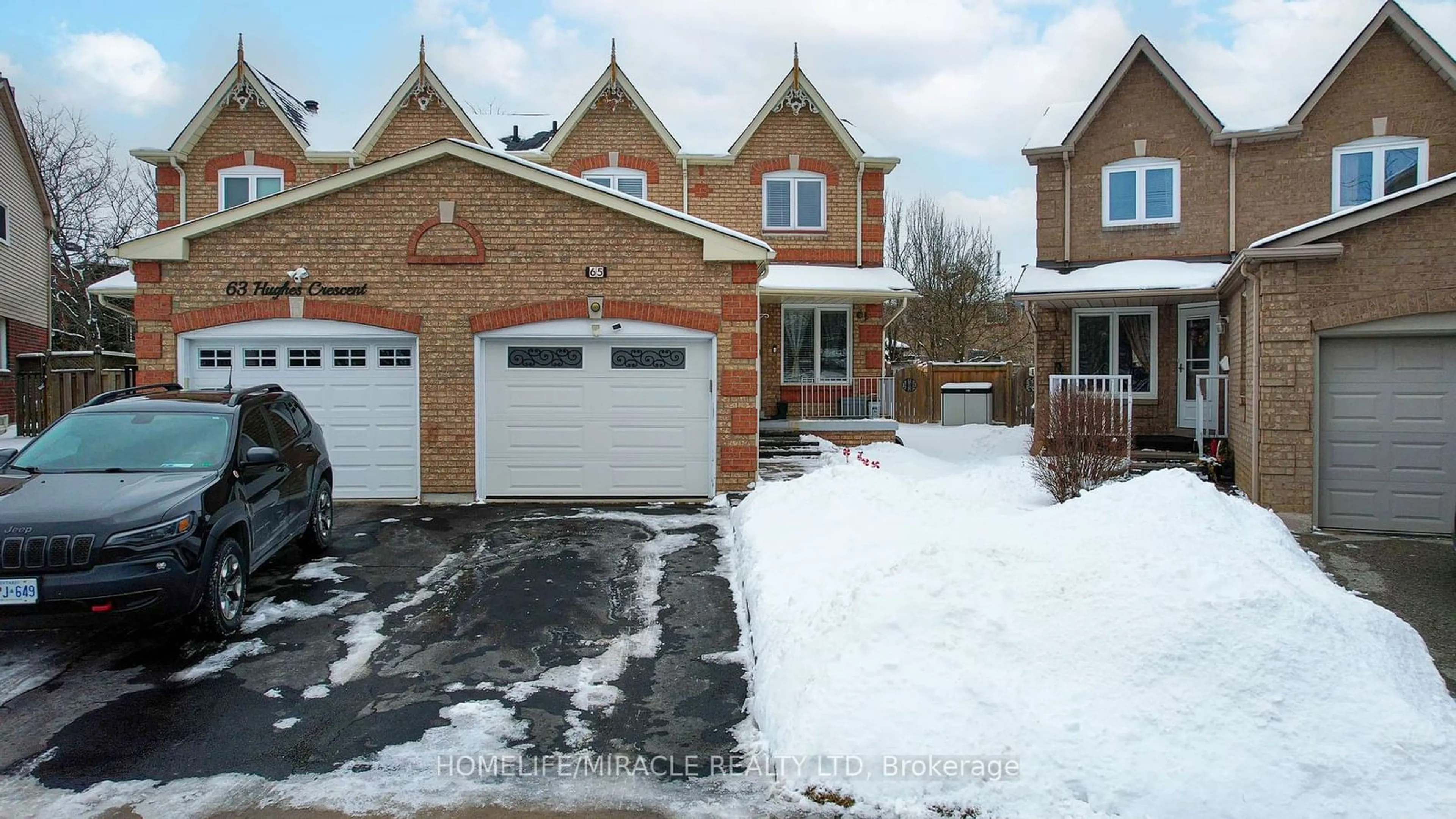 Home with brick exterior material, street for 65 Hughes Cres, Ajax Ontario L1T 3P8