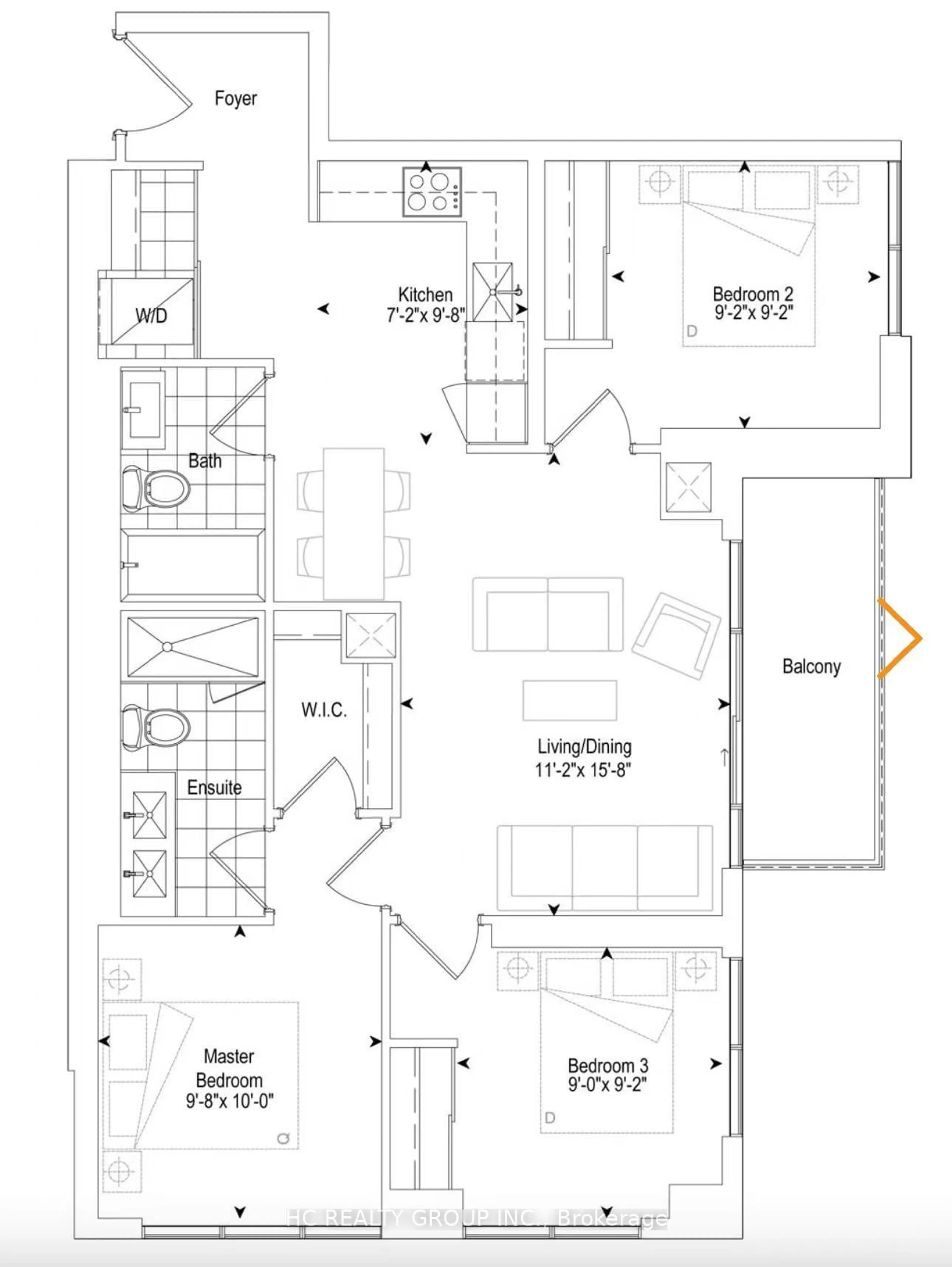 Floor plan for 2033 Kennedy Rd #2708, Toronto Ontario M1T 0B9