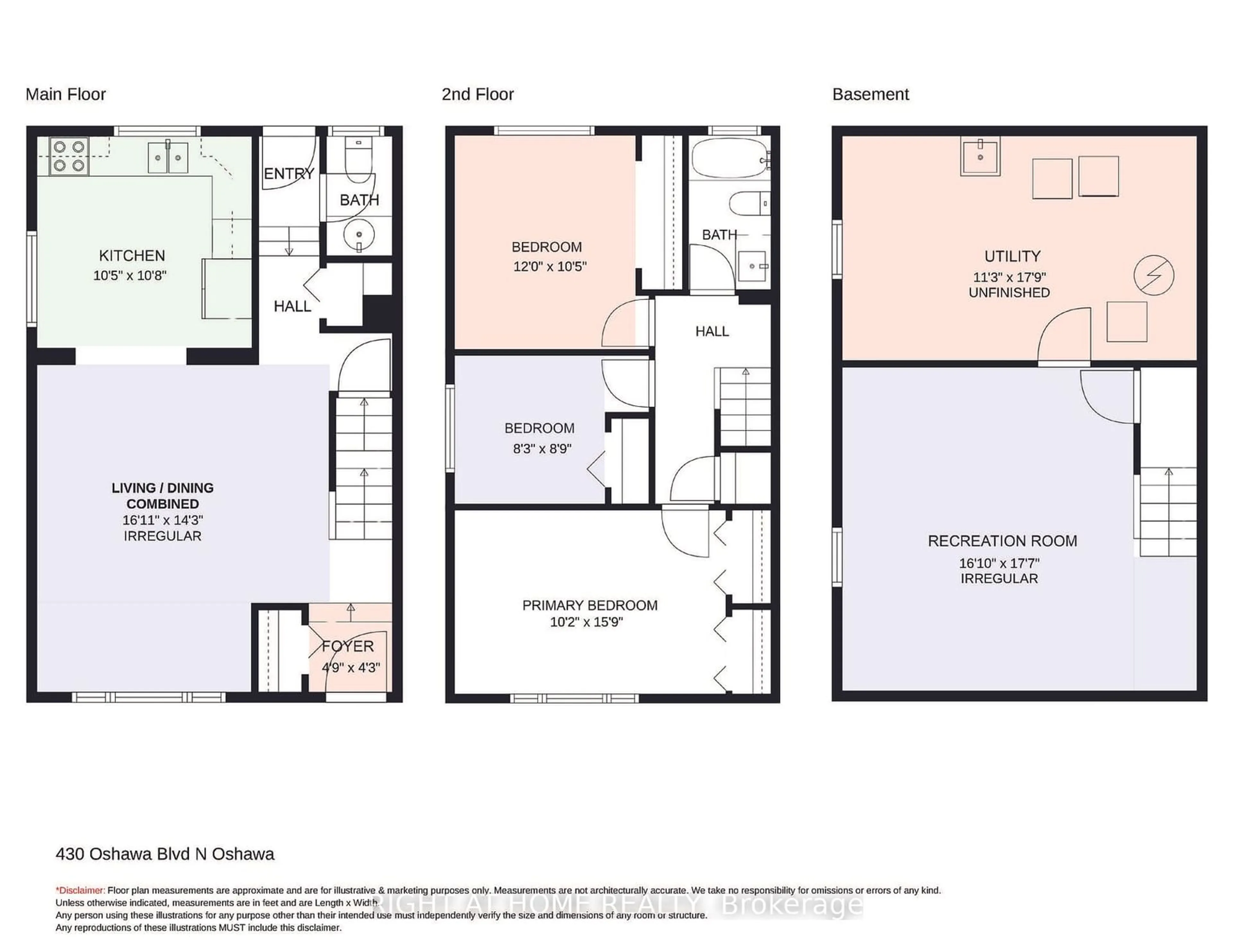 Floor plan for 430 Oshawa Blvd, Oshawa Ontario L1G 5T3